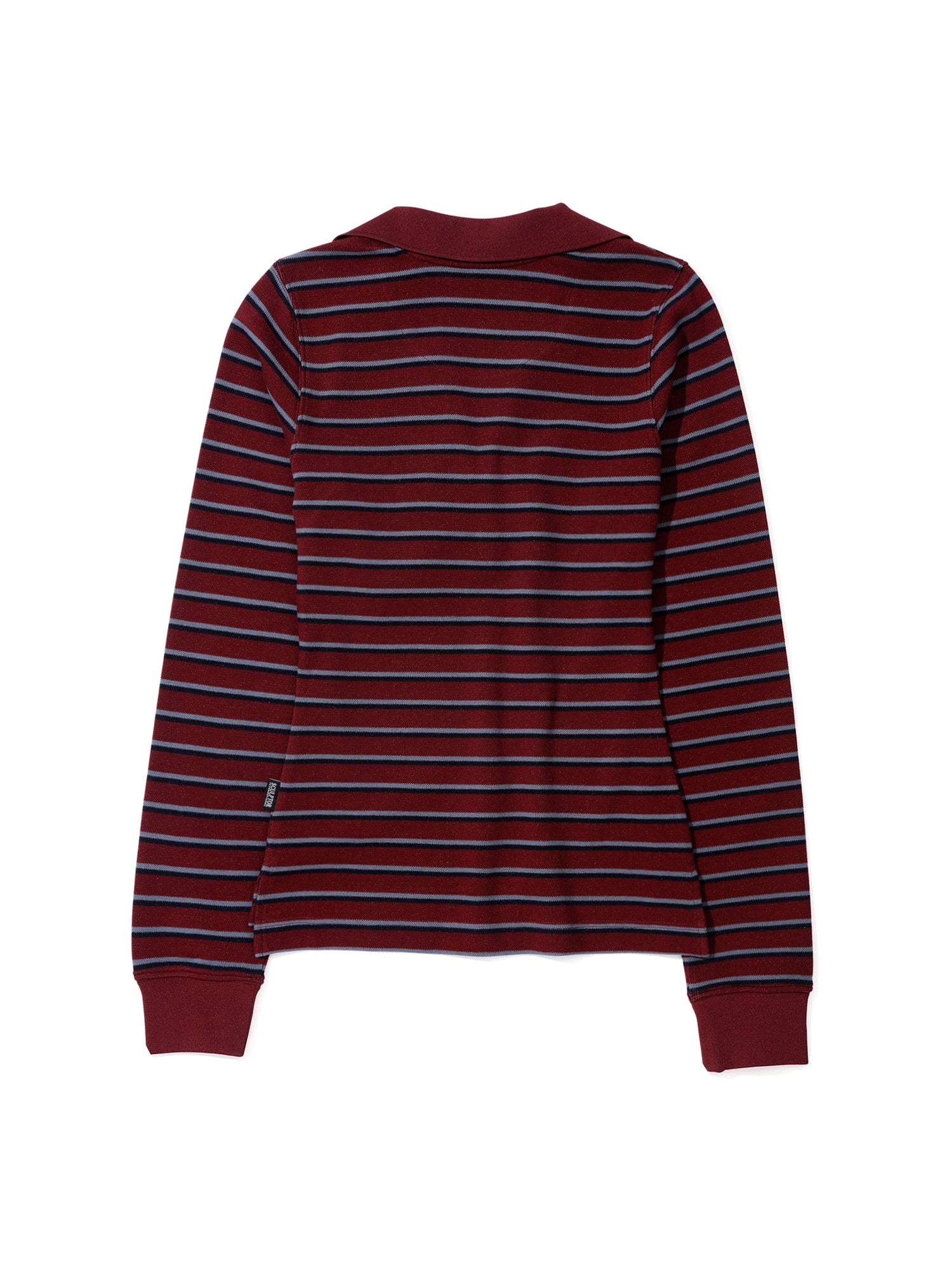 Shirring Tennis Shirt Wine Stripe