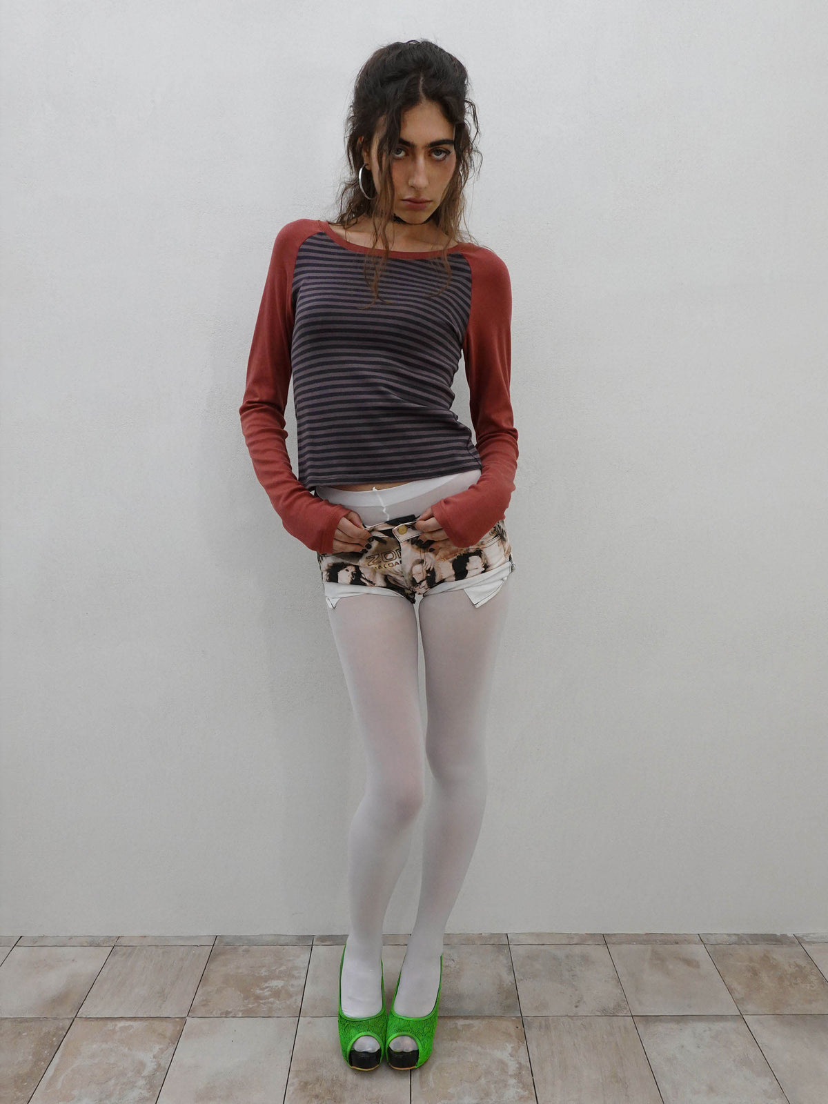 Striped Raglan Tee Dusty Red