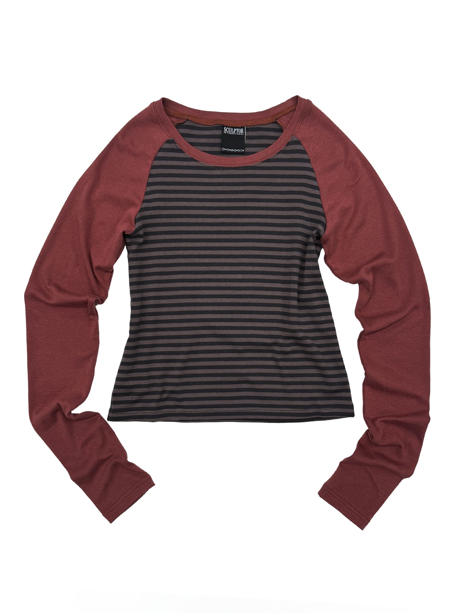 Striped Raglan Tee Dusty Red