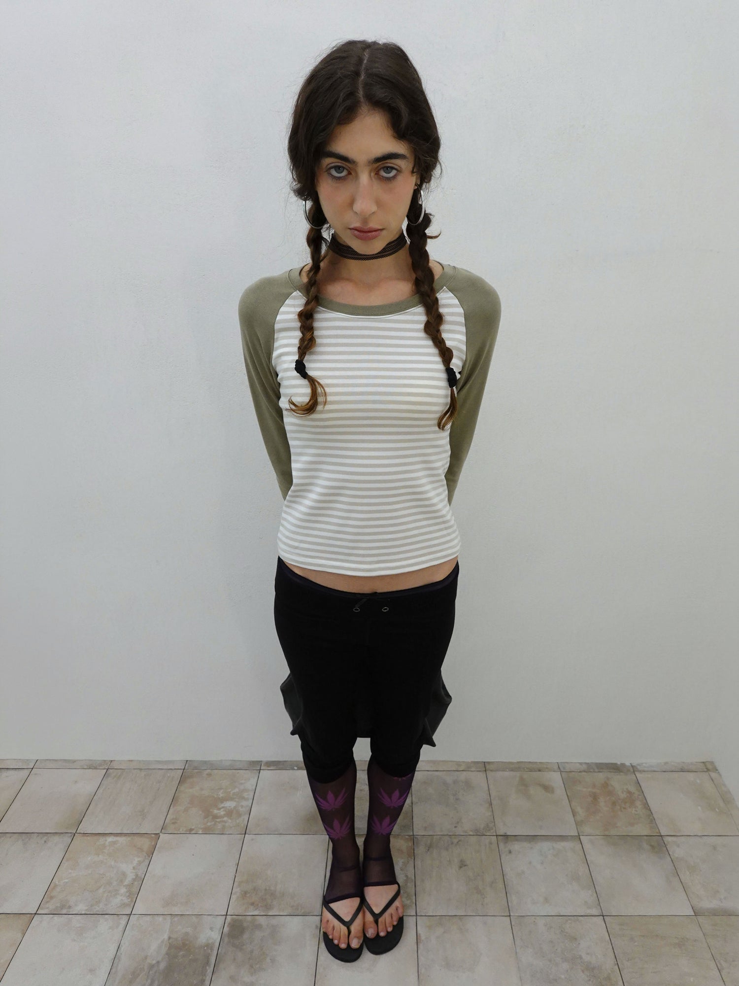 Striped Raglan Tee Khaki