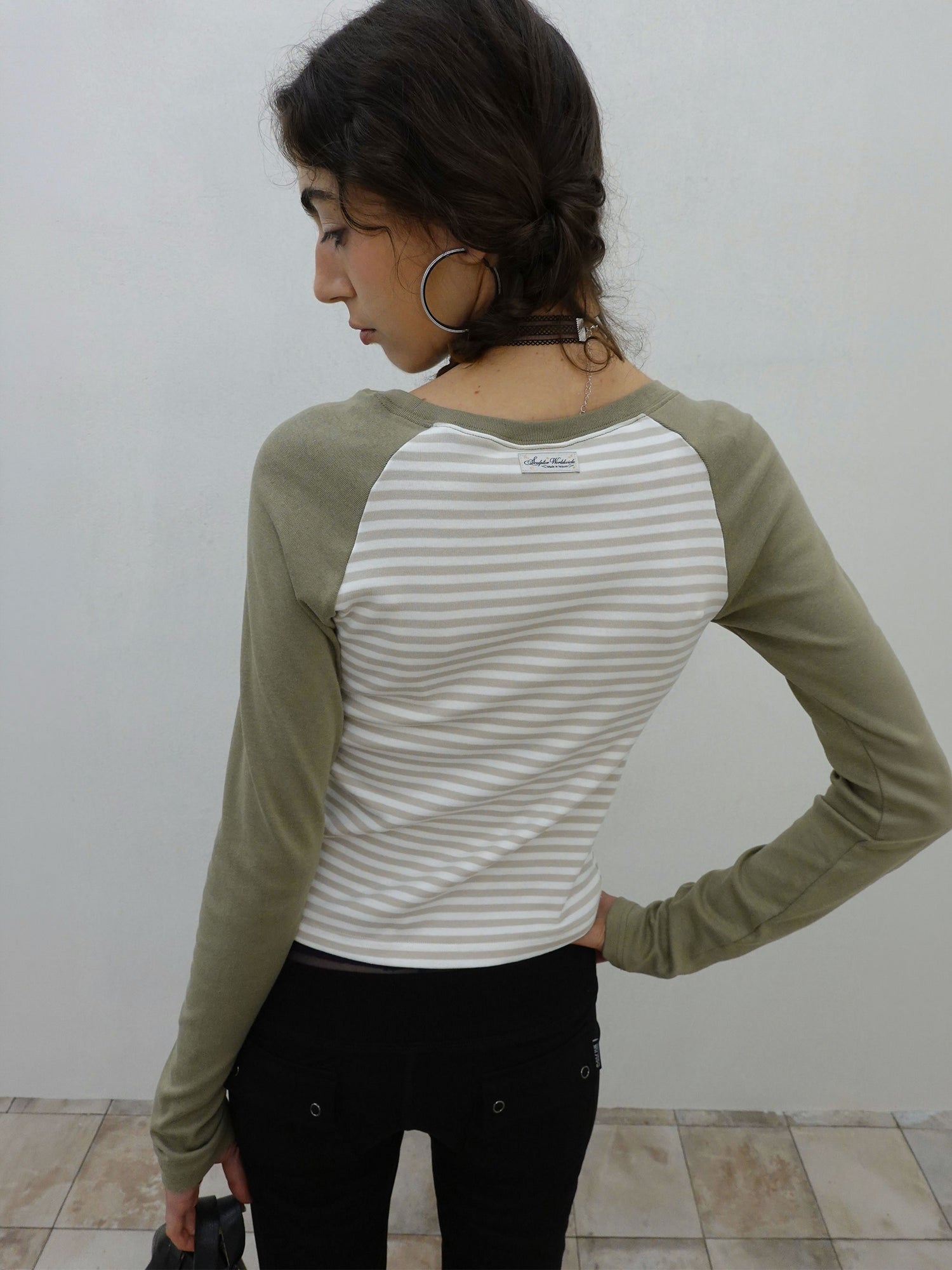 Striped Raglan Tee Khaki