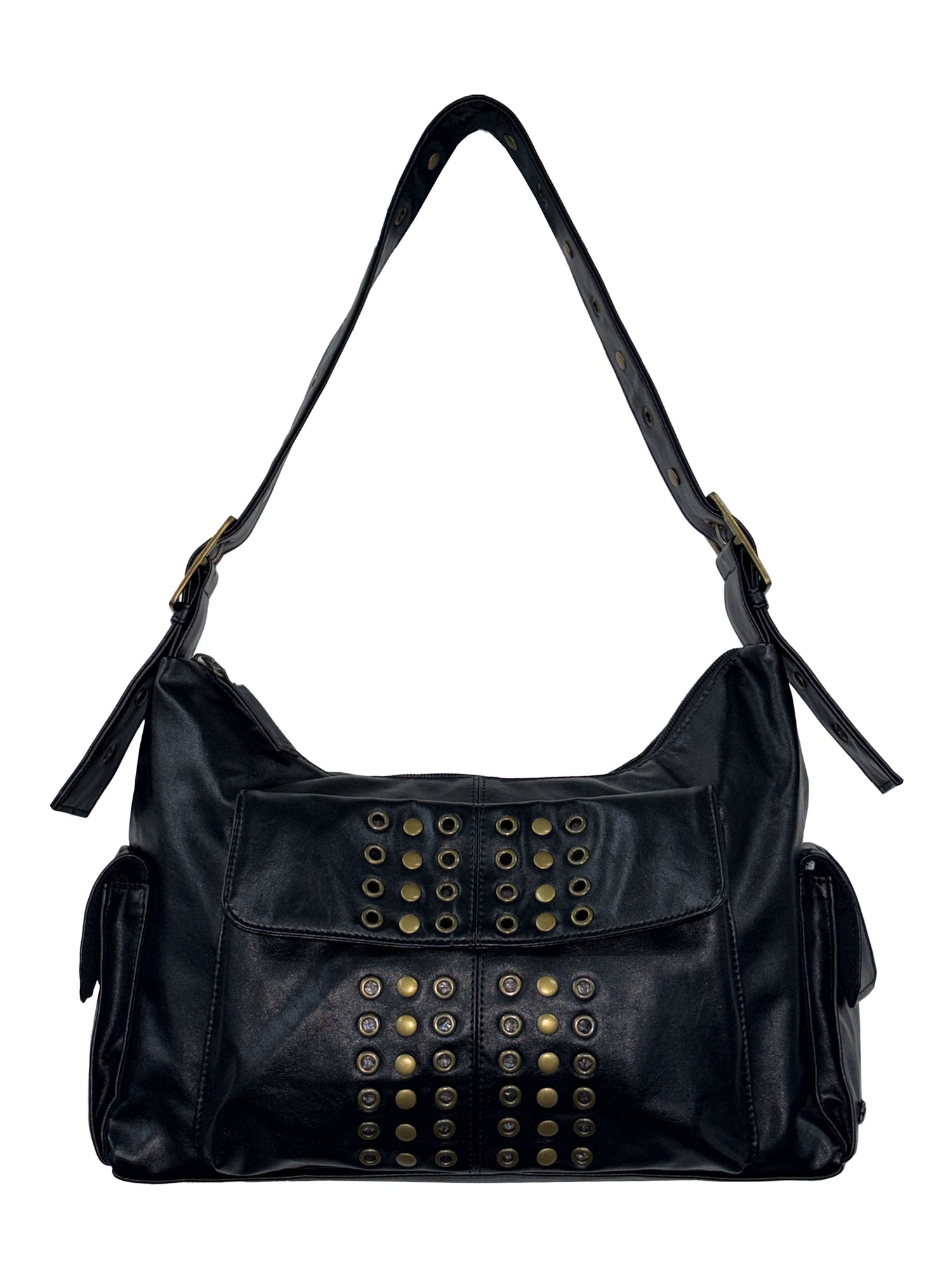 Stud Eyelet Shoulder Bag Black