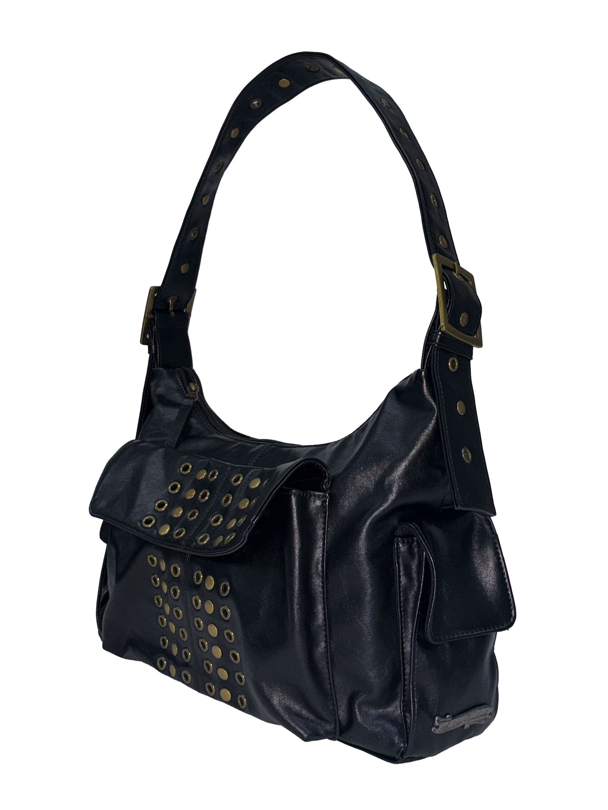 Stud Eyelet Shoulder Bag Black