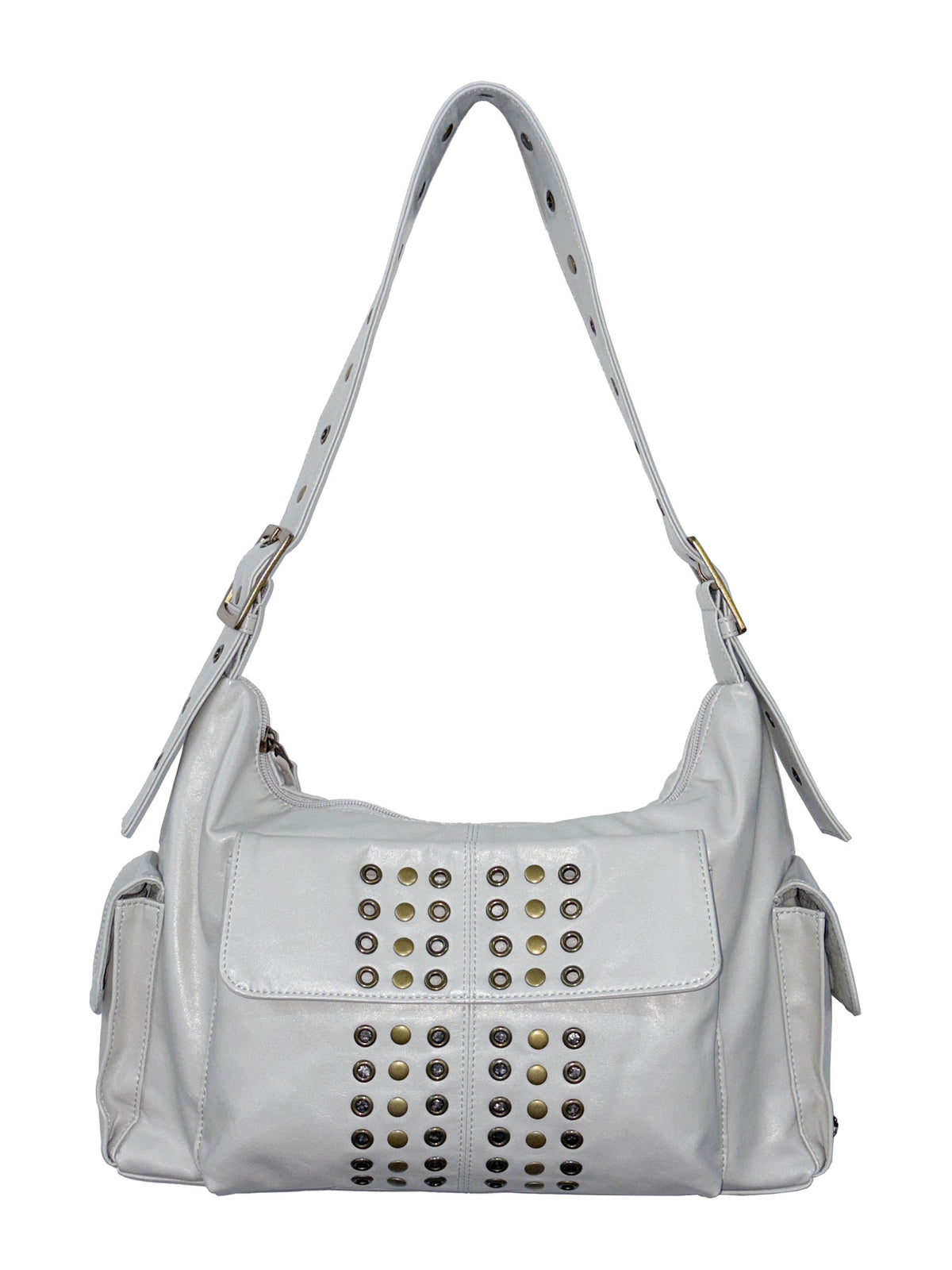 Stud Eyelet Shoulder Bag Ivory