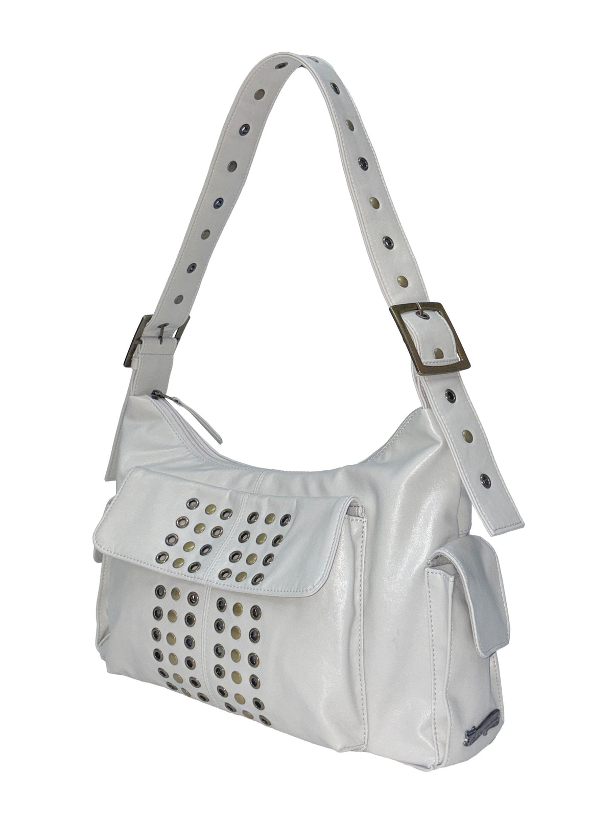 Stud Eyelet Shoulder Bag Ivory