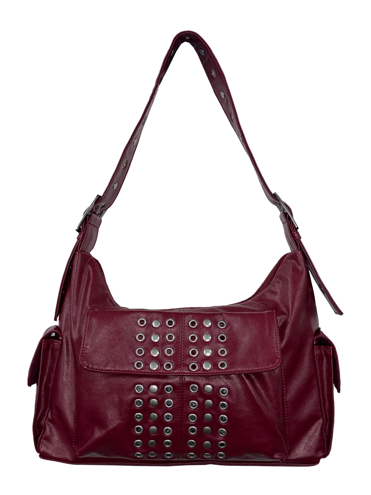 Stud Eyelet Shoulder Bag Red