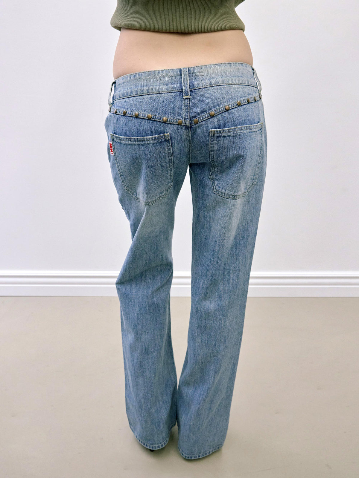 Stud Straight Jeans Light Blue