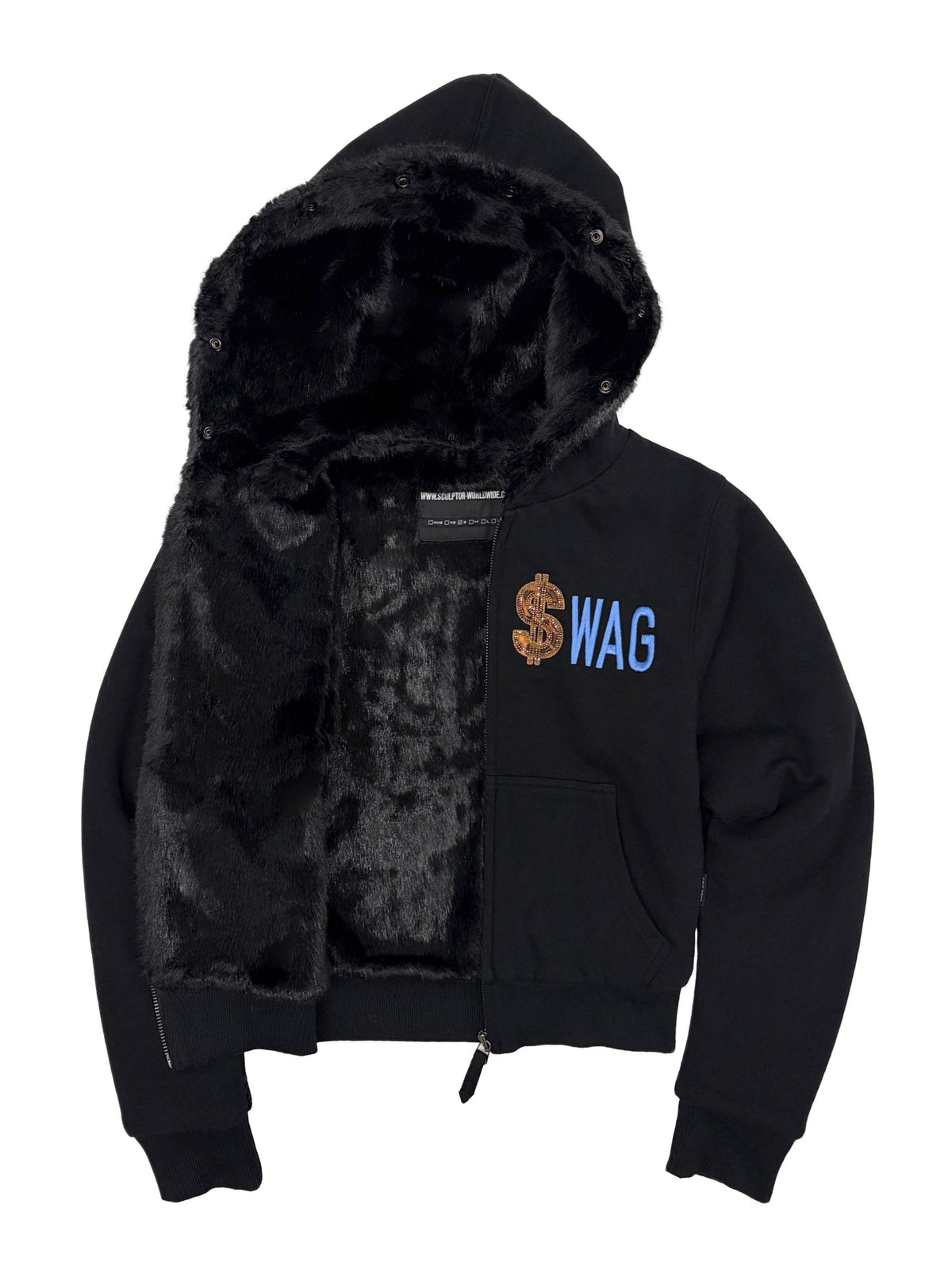 Swag Hooded Zip-Up Jacket Black
