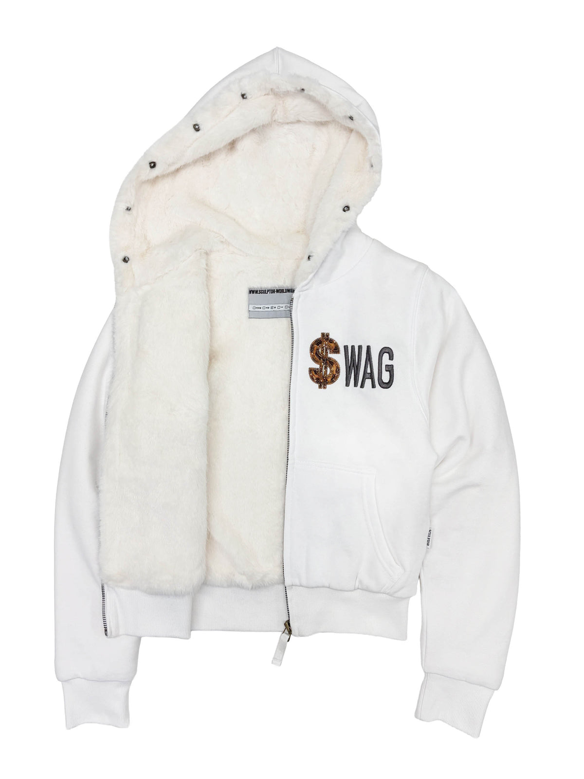 Swag Hooded Zip-Up Jacket White