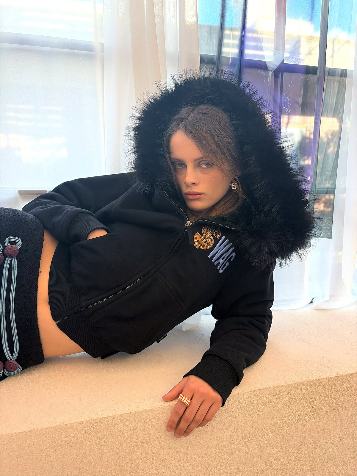 Swag Hooded Zip-Up Jacket Black