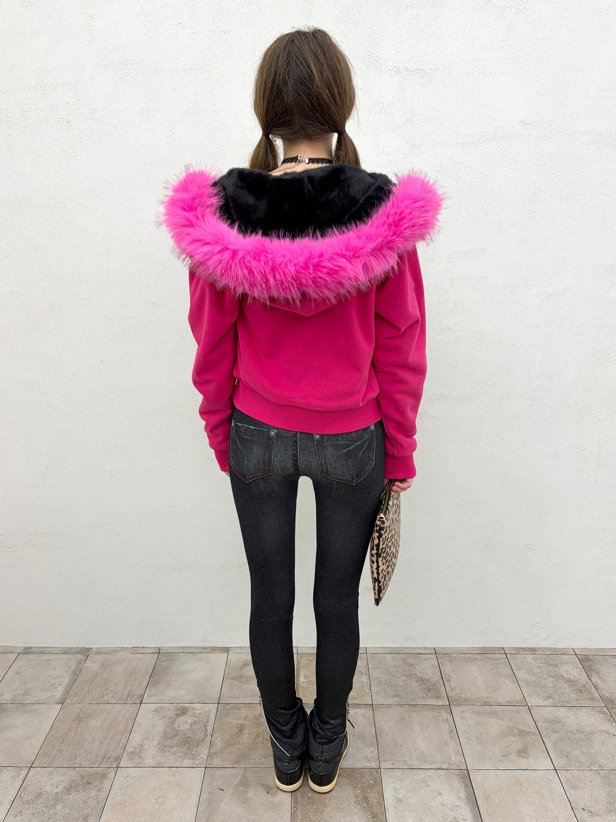 Swag Hooded Zip-Up Jacket Neon Pink