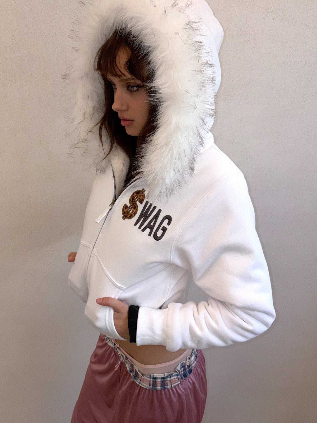 Swag Hooded Zip-Up Jacket White
