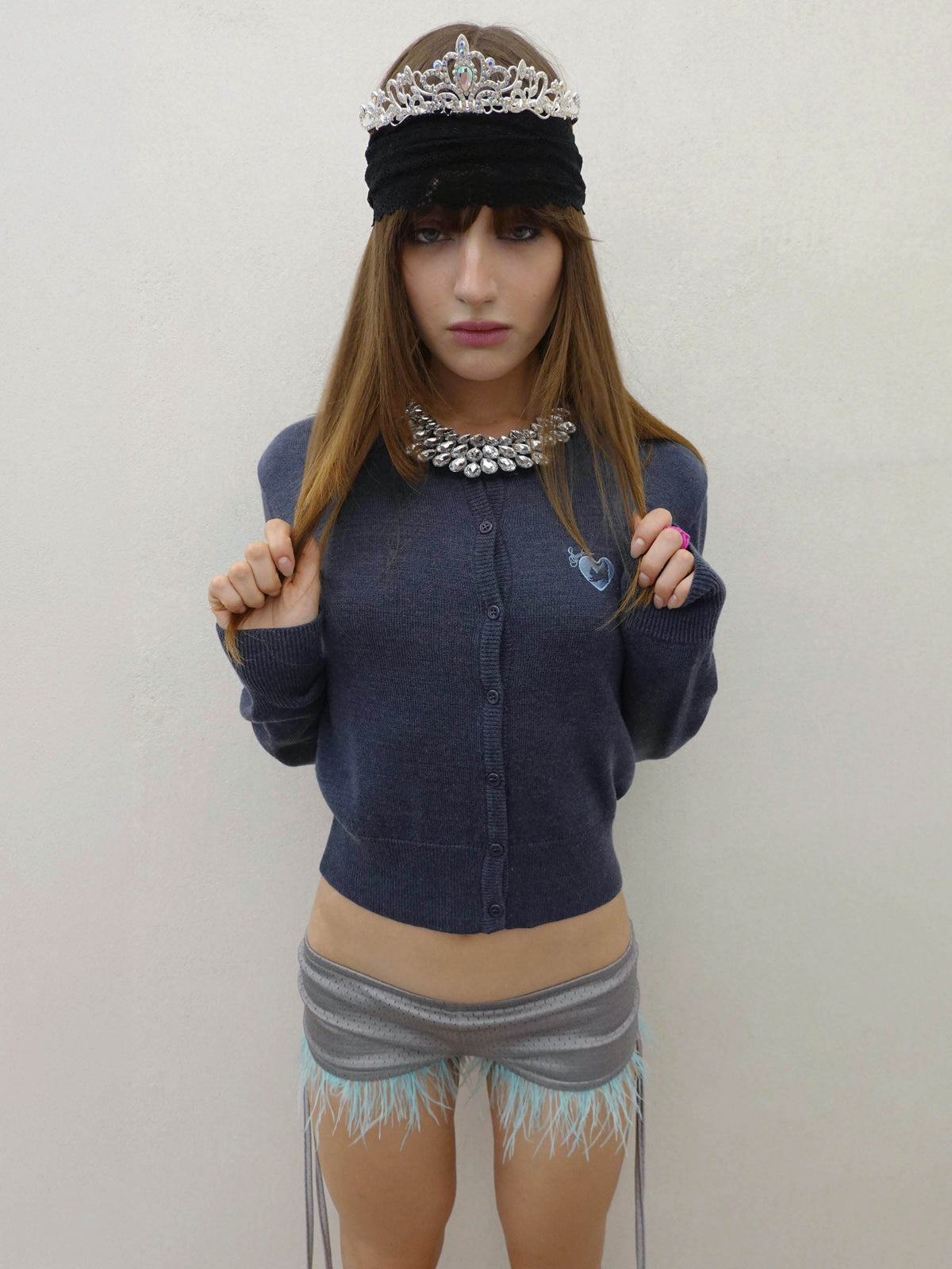 Sweet Kitty Basic Cardigan Navy