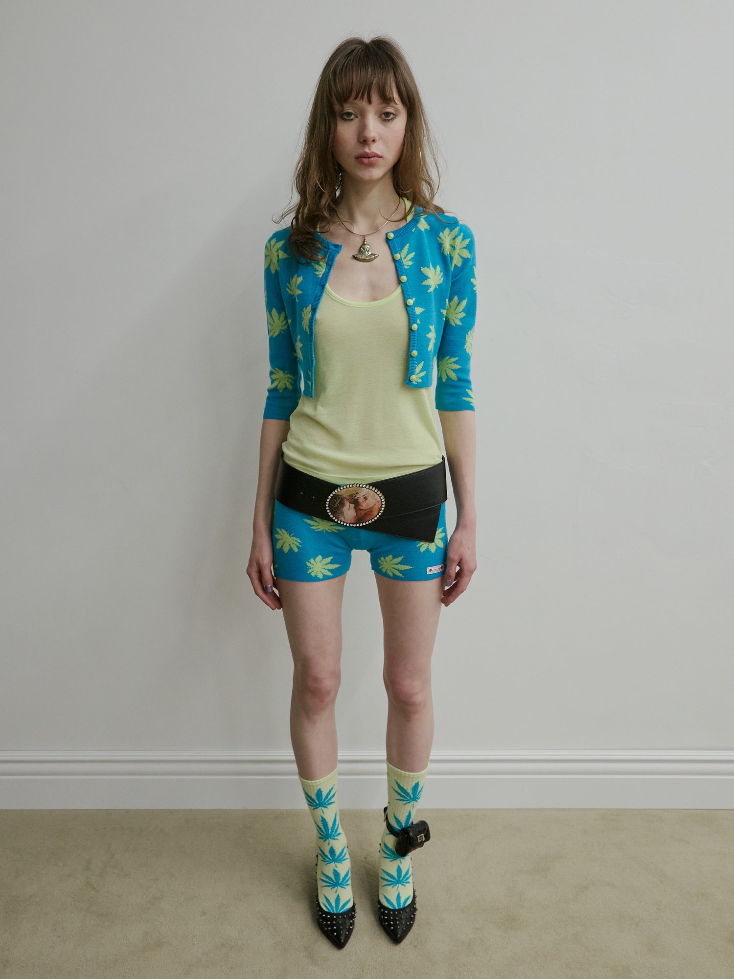 New Emo Crop Cardigan Teal