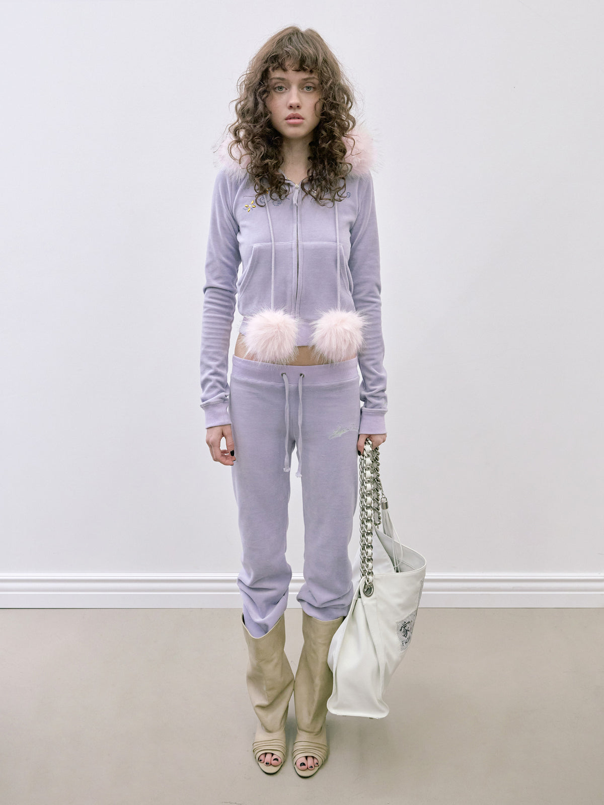 Velour Track Hooded Zip-Up Ube Purple