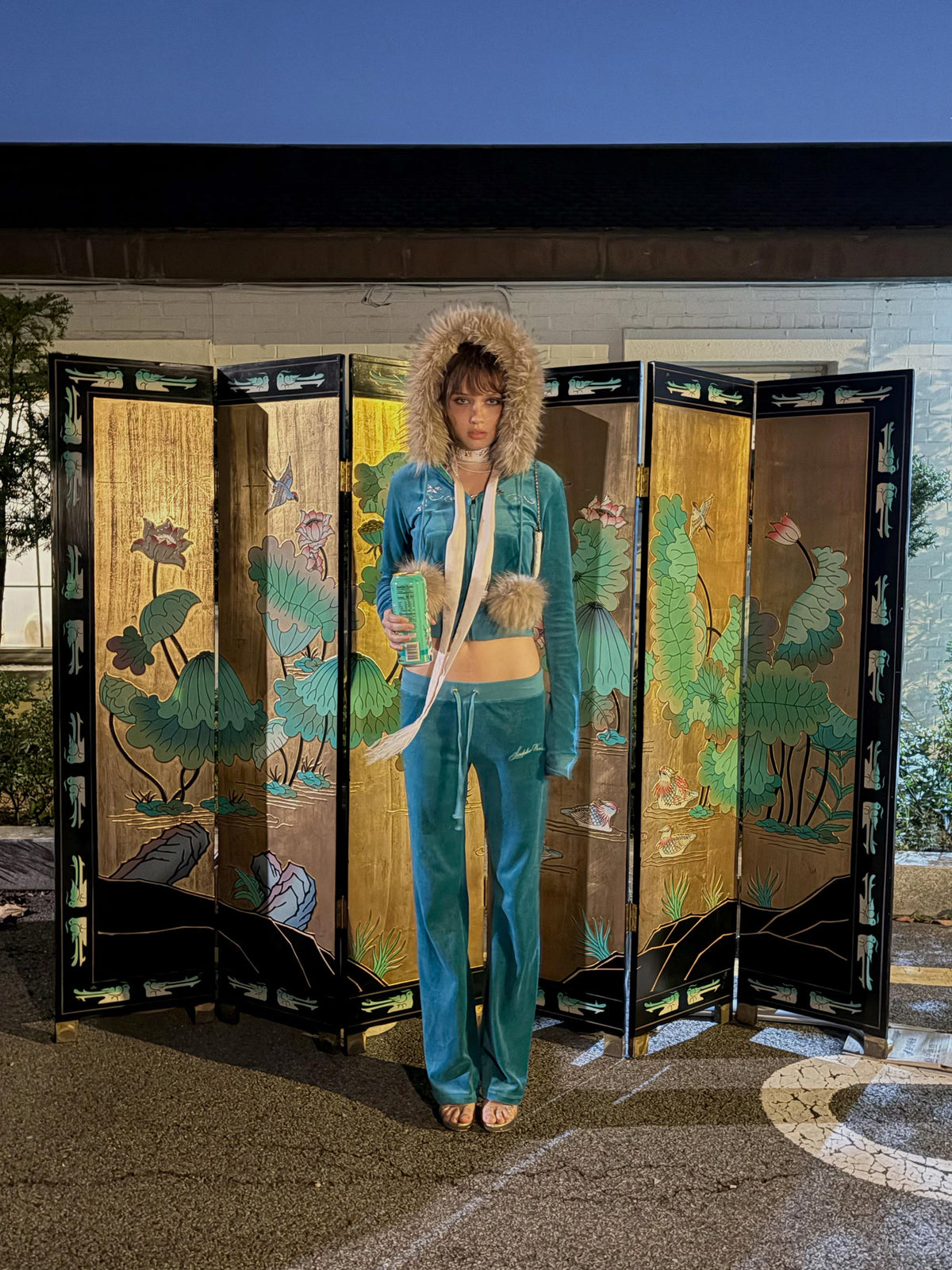 Velour Track Pants Teal