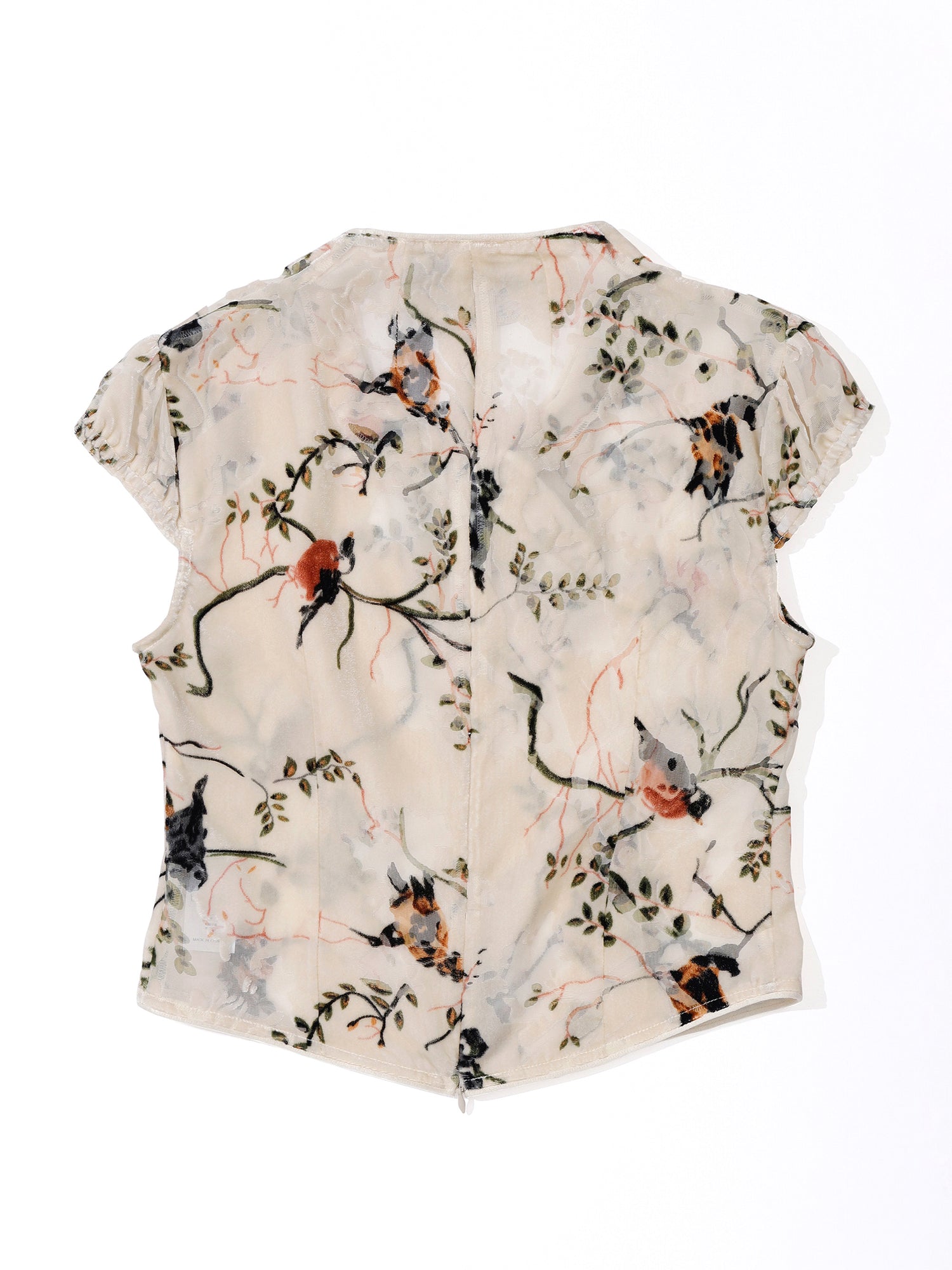 Velvet Qipao Blouse Beige