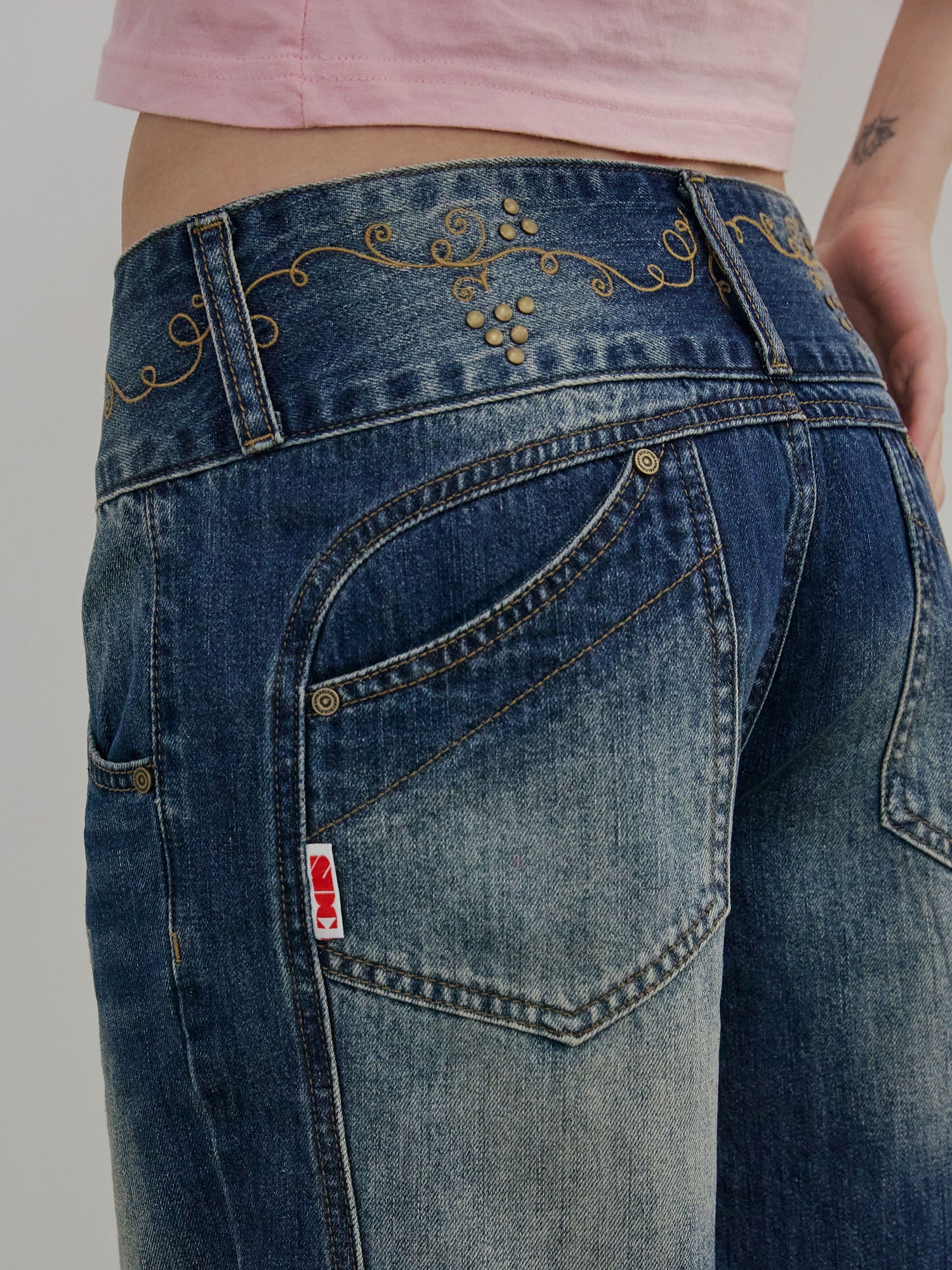 Vine Half Denim Pants Mid Blue