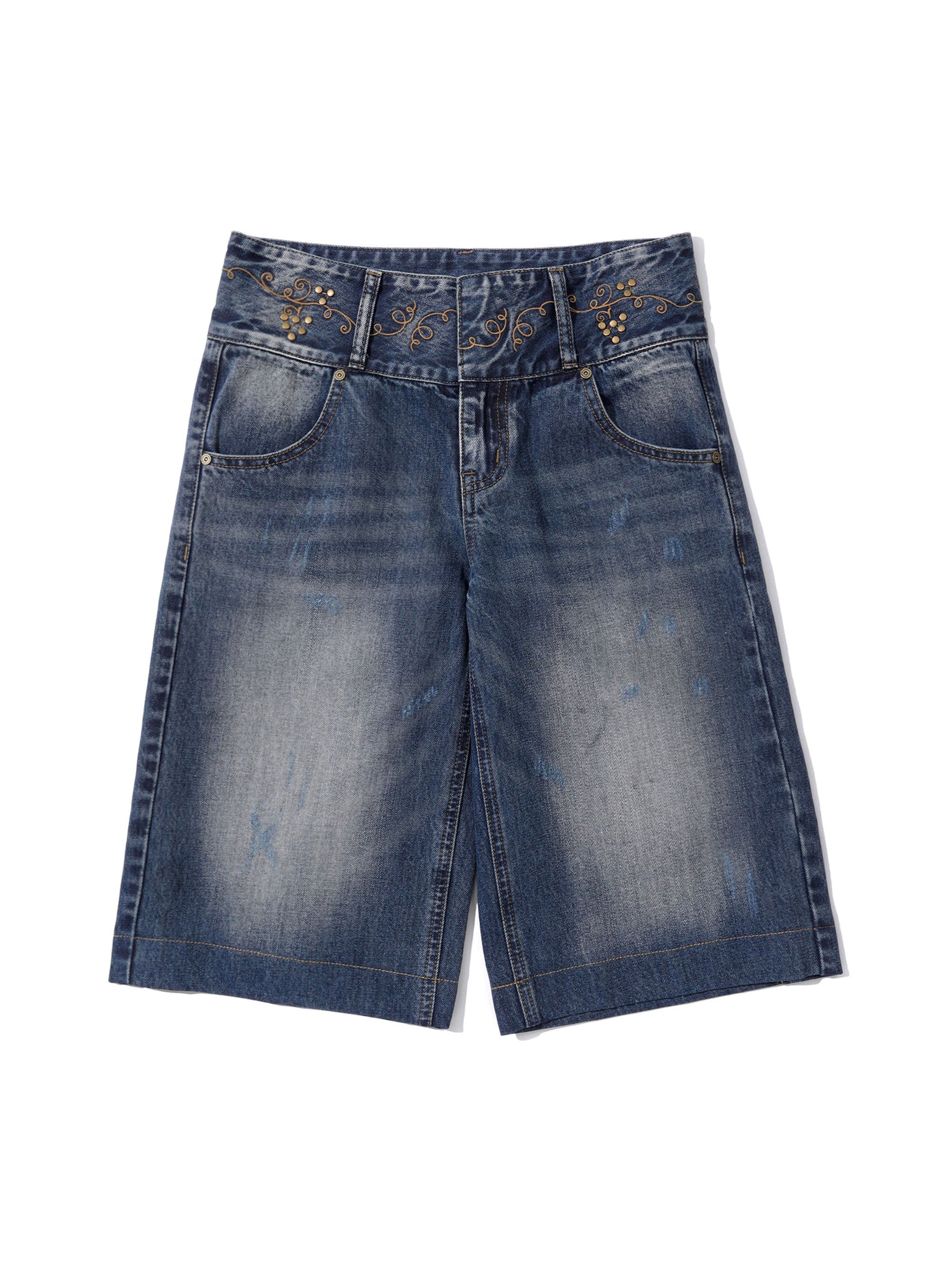 Vine Half Denim Pants Mid Blue