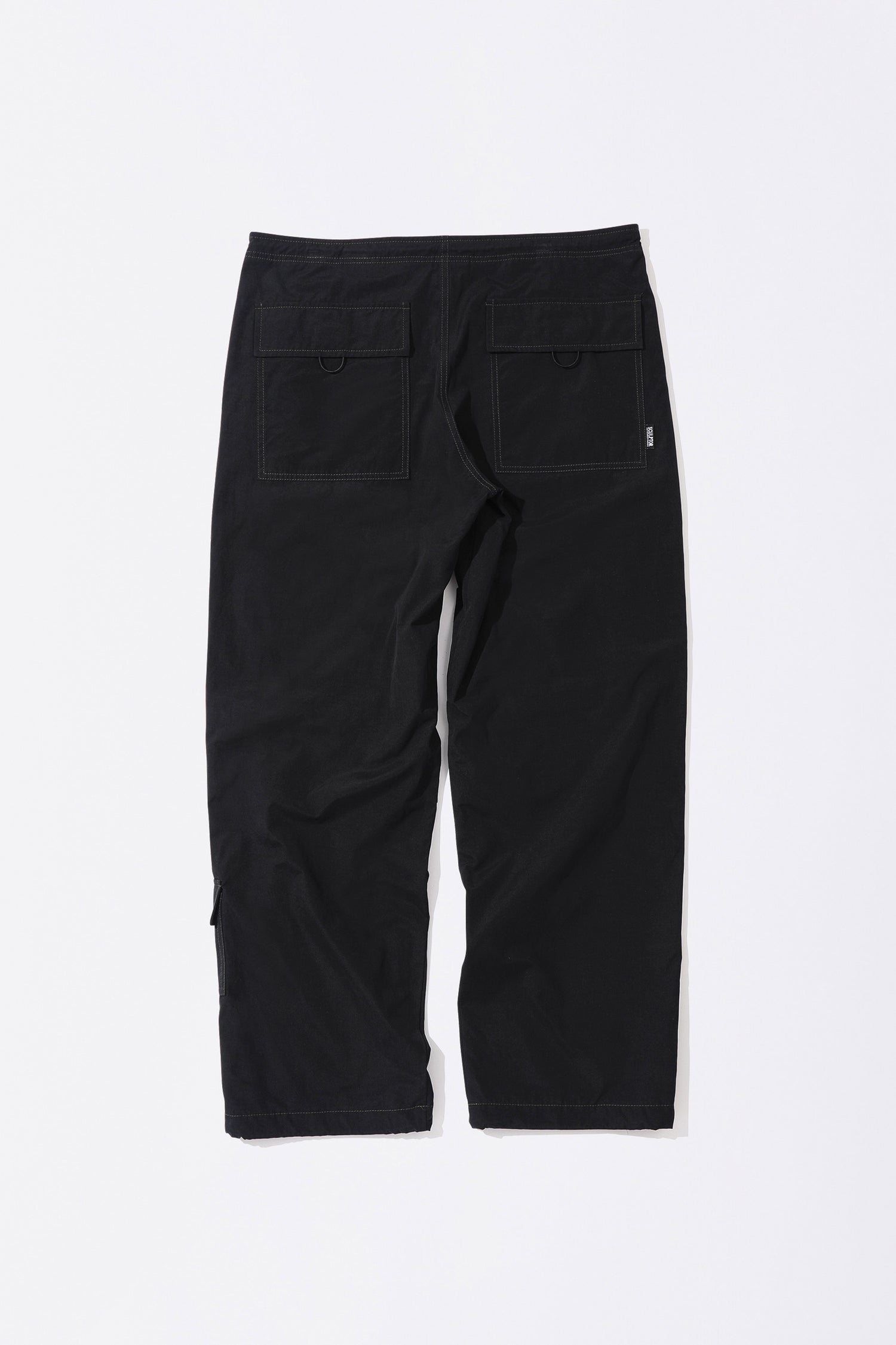 String Parachute Pants Washed Black