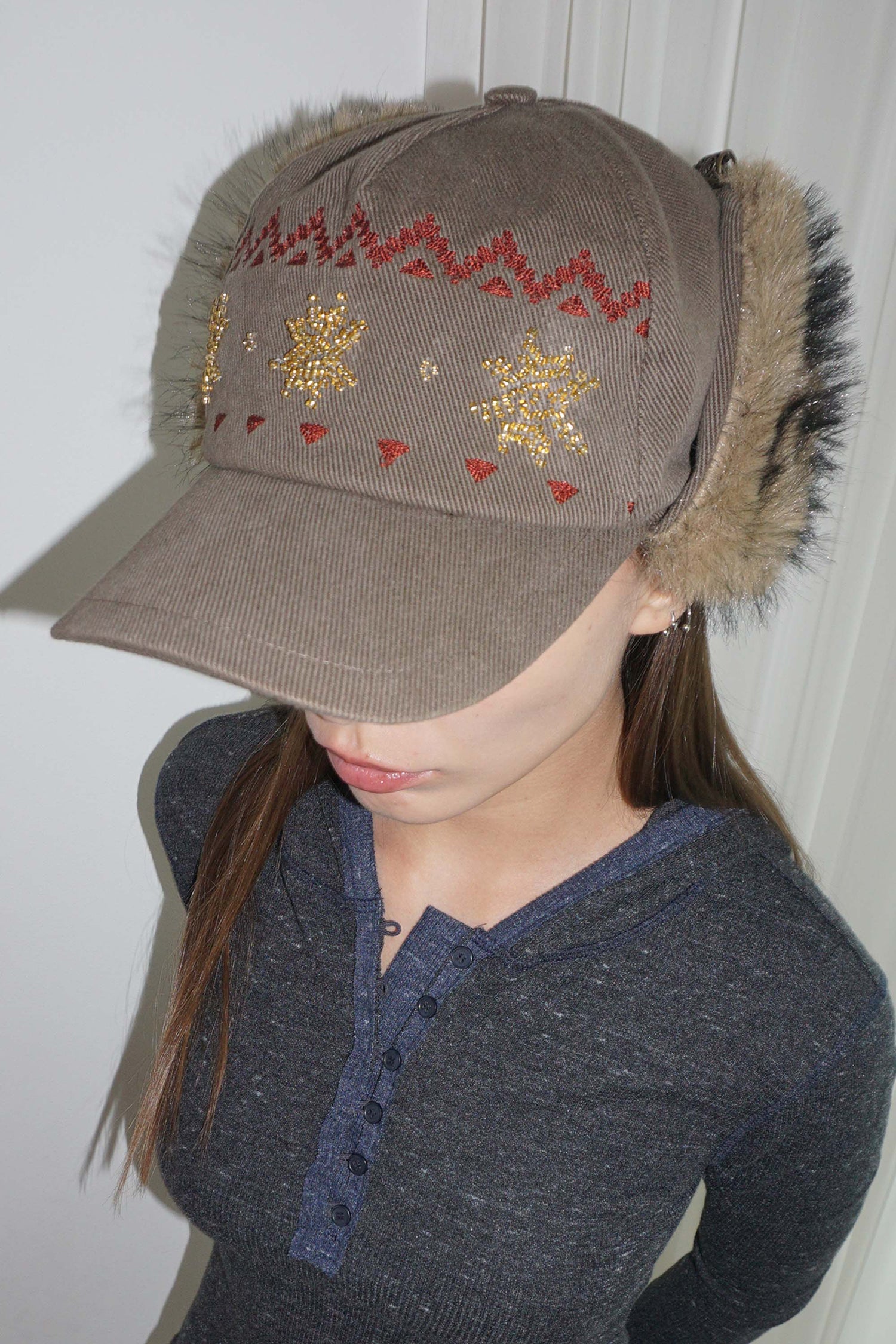Nordic Twill Earflap Cap Washed Brown