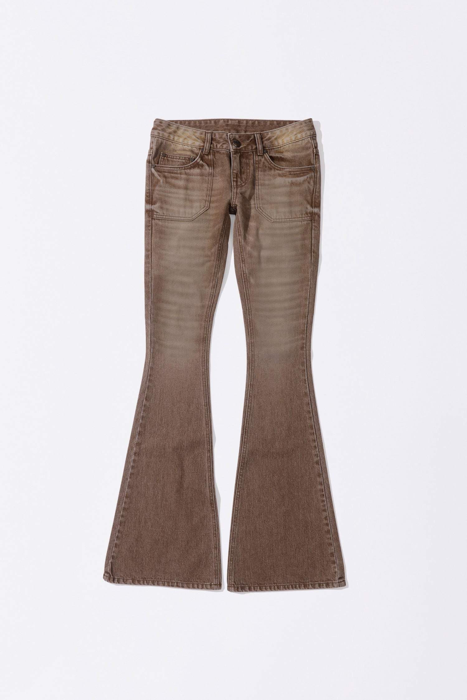Whiskered Bootcut Denim Washed Brown