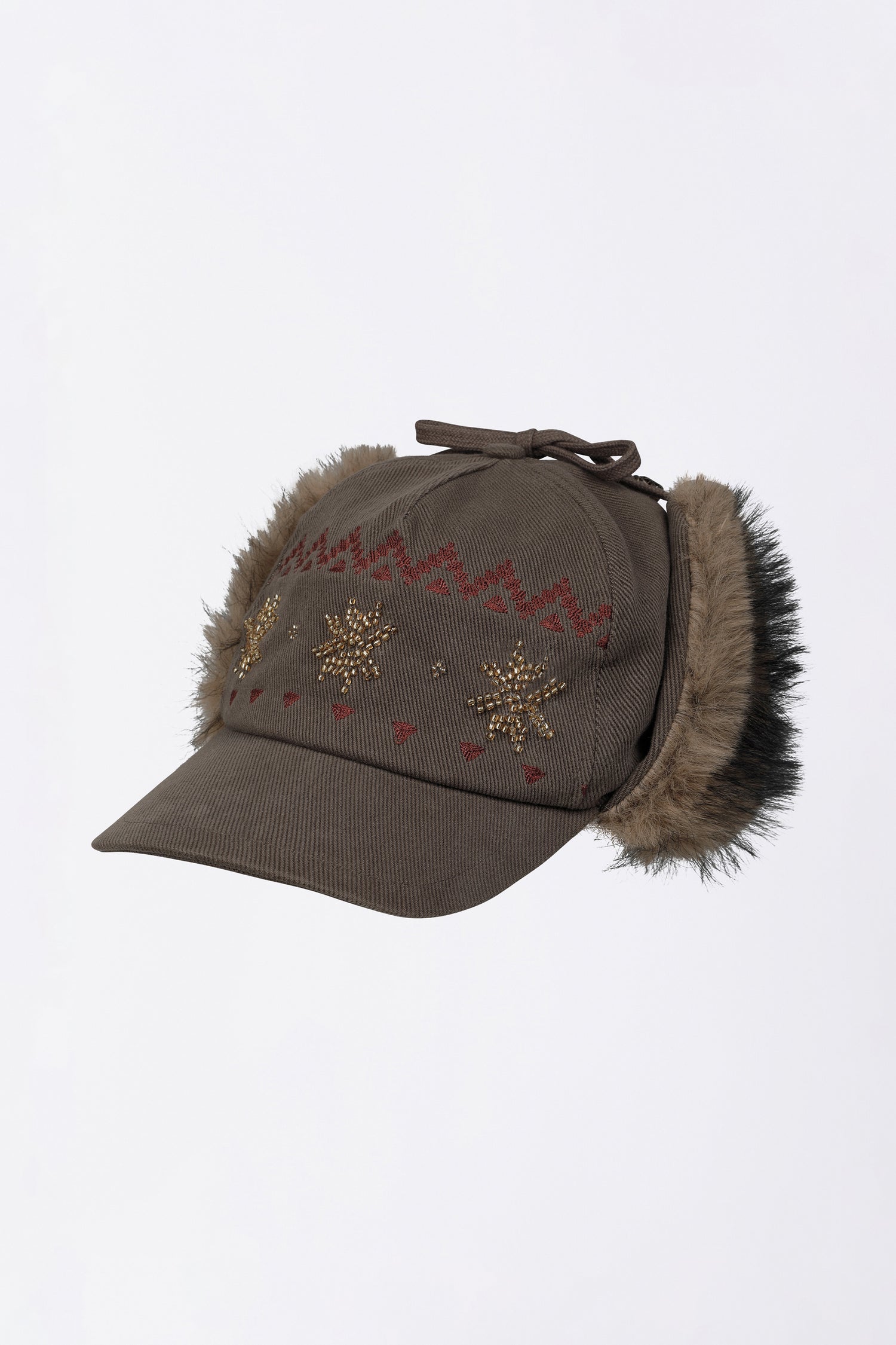 Nordic Twill Earflap Cap Washed Brown