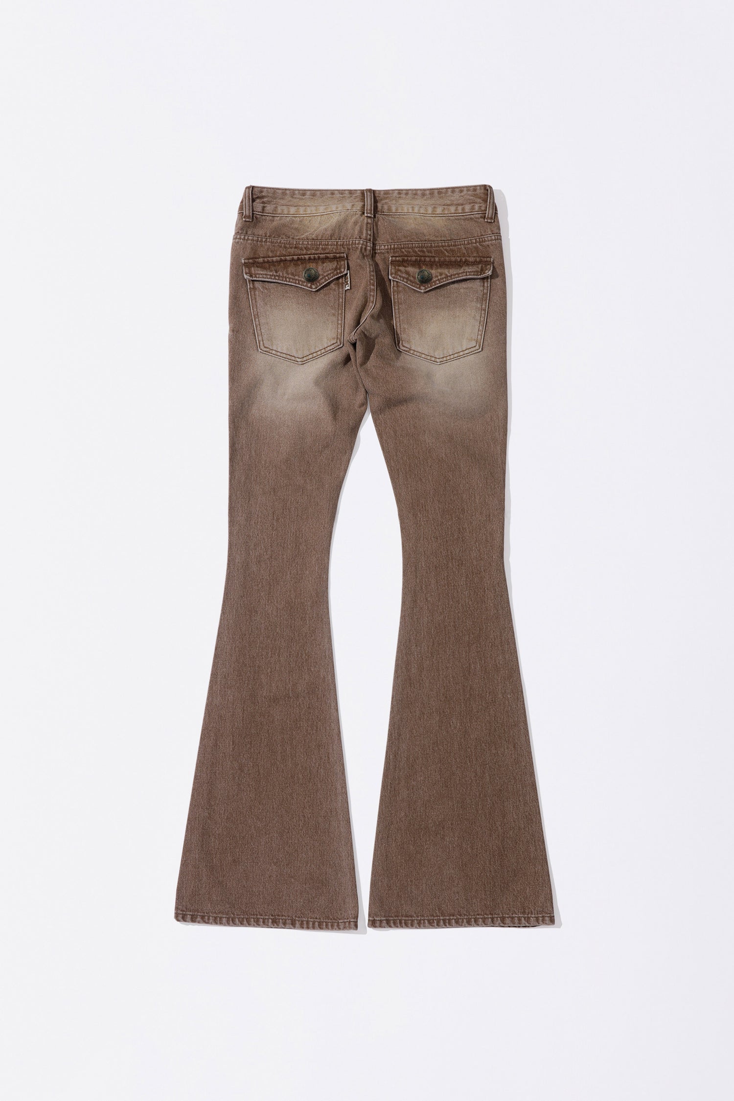 Whiskered Bootcut Denim Washed Brown