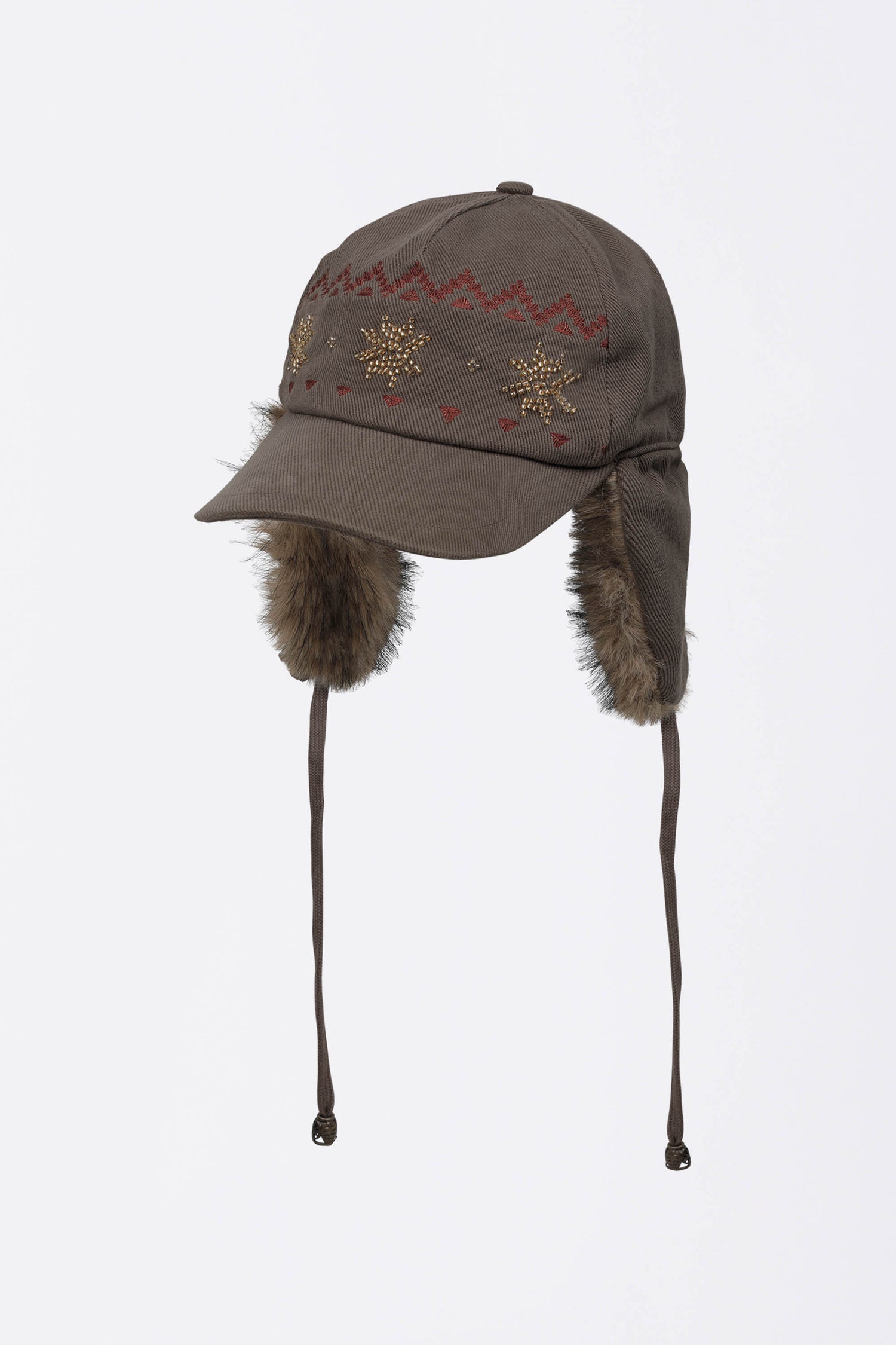 Nordic Twill Earflap Cap Washed Brown