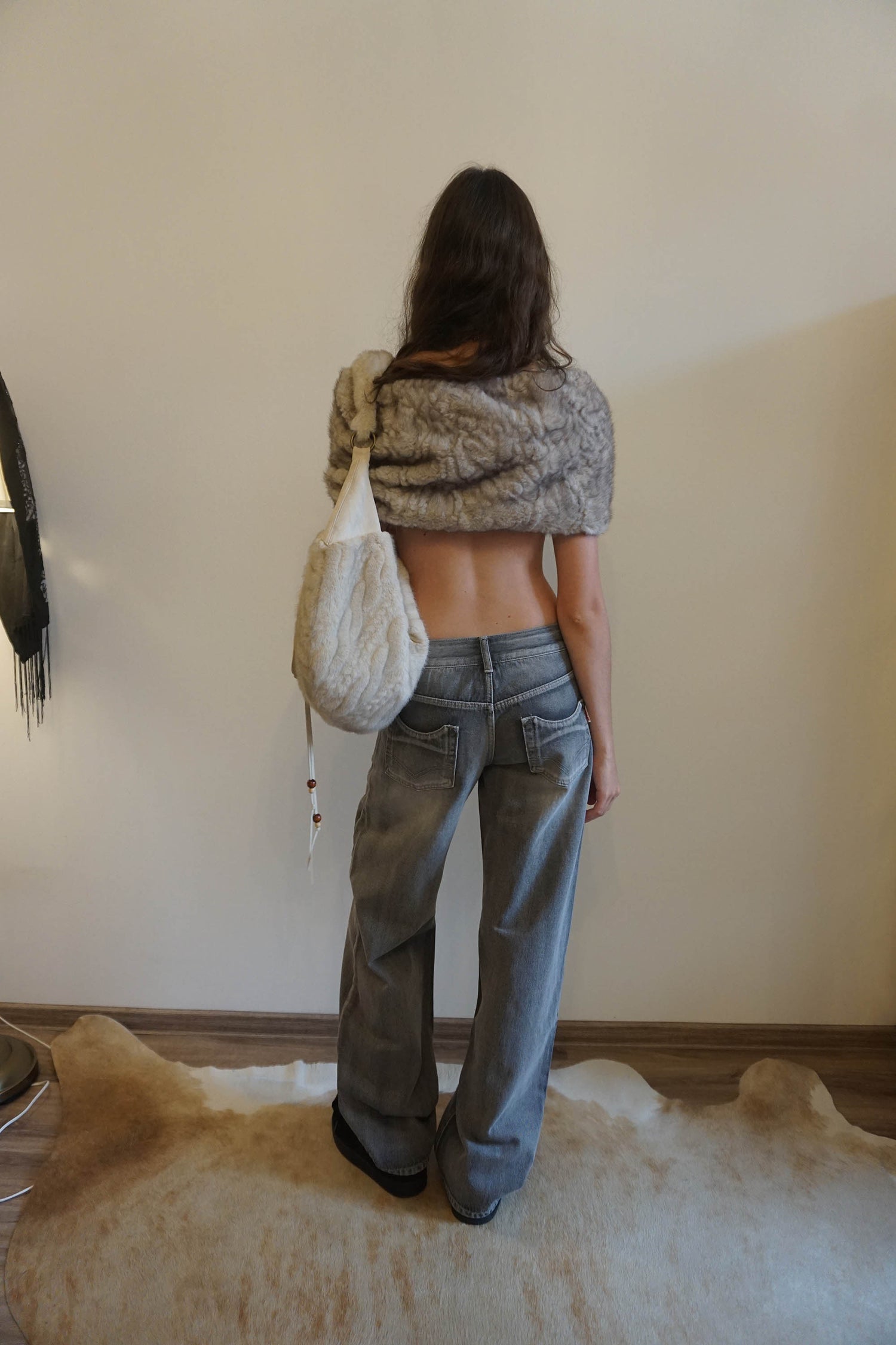 Pintuck Pocket Denim Pants Washed Gray