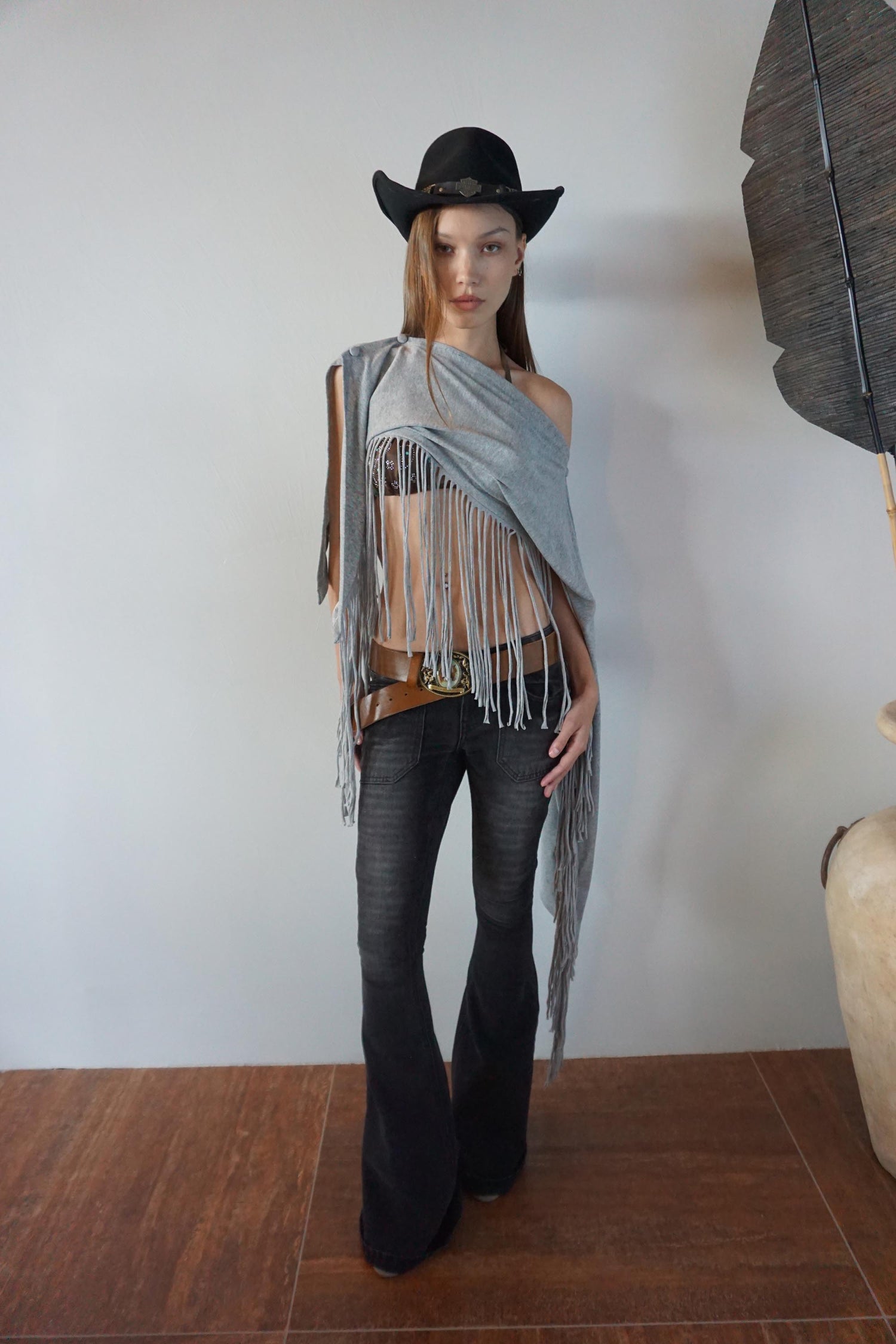Whiskered Bootcut Denim Washed Gray