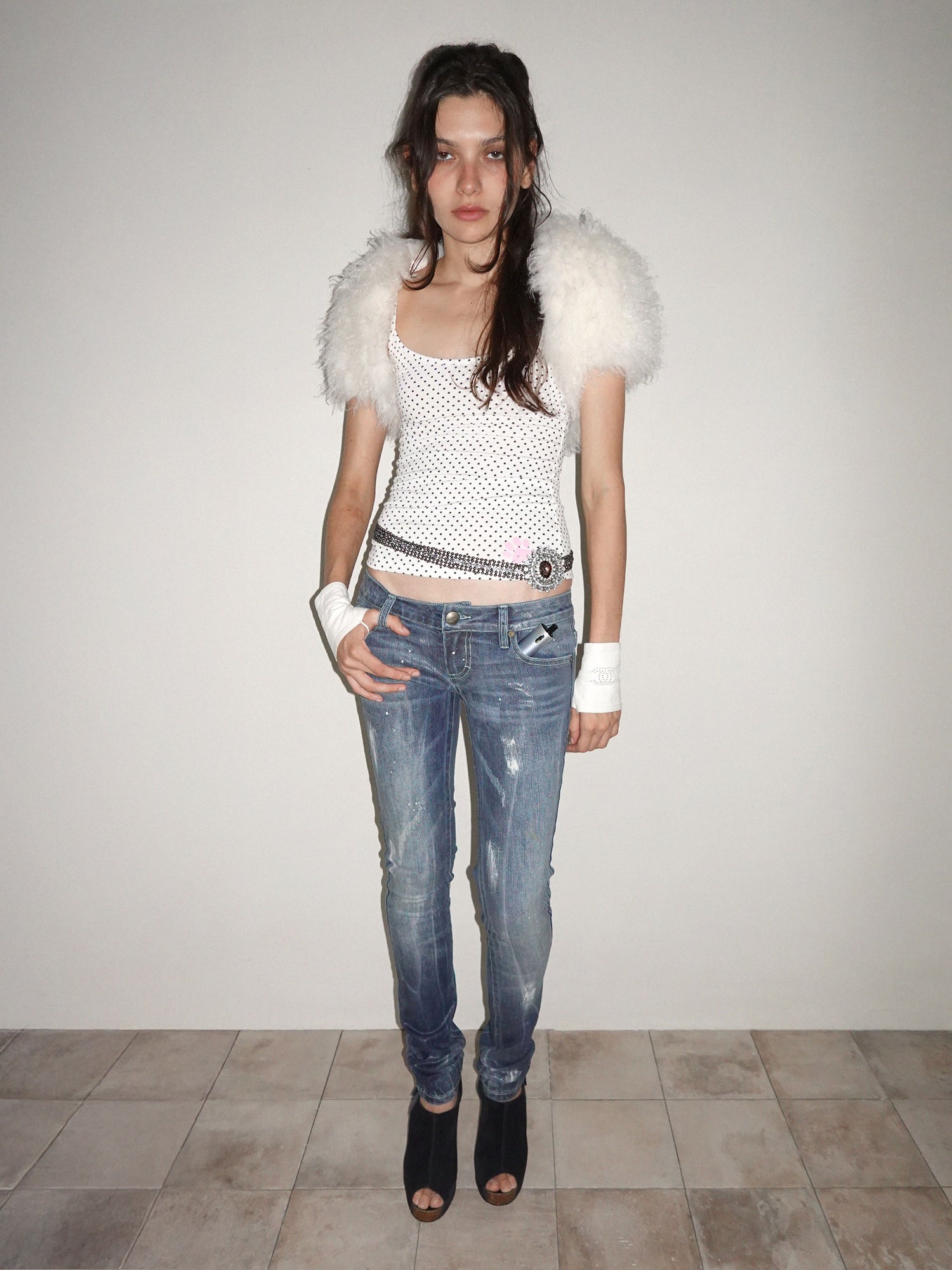 Wet Skinny Jeans Mid Blue