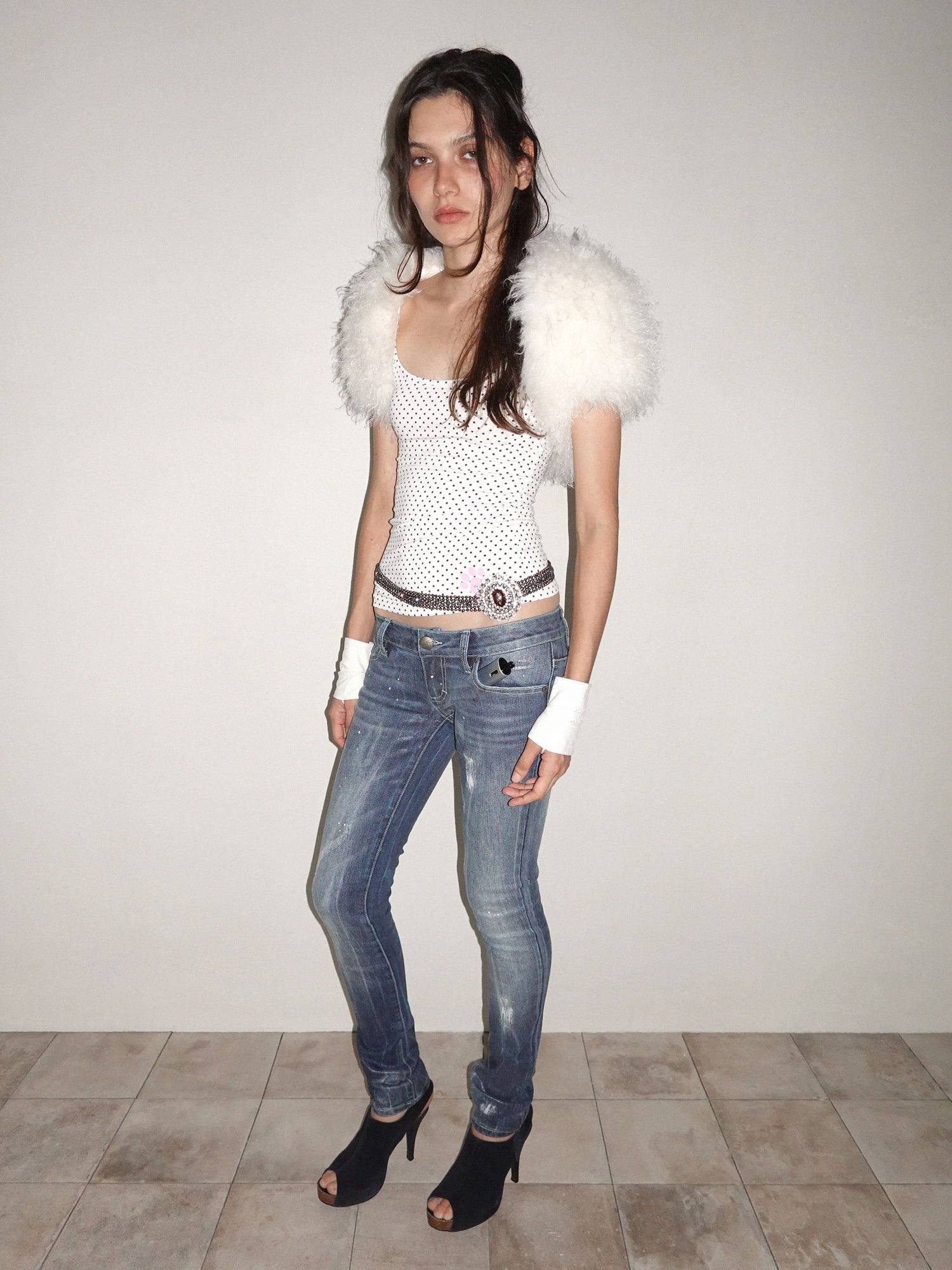 Wet Skinny Jeans Mid Blue