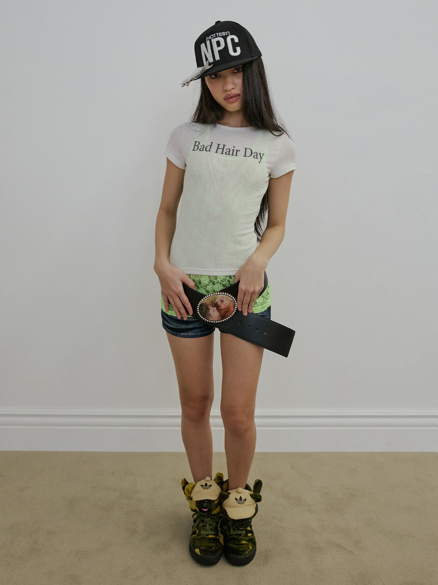 Bad Hair Day Baby Tee White