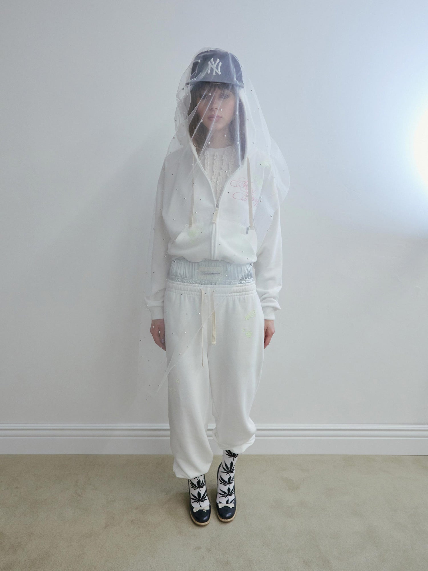 Glow In The Dark Zip-Up Hoodie White