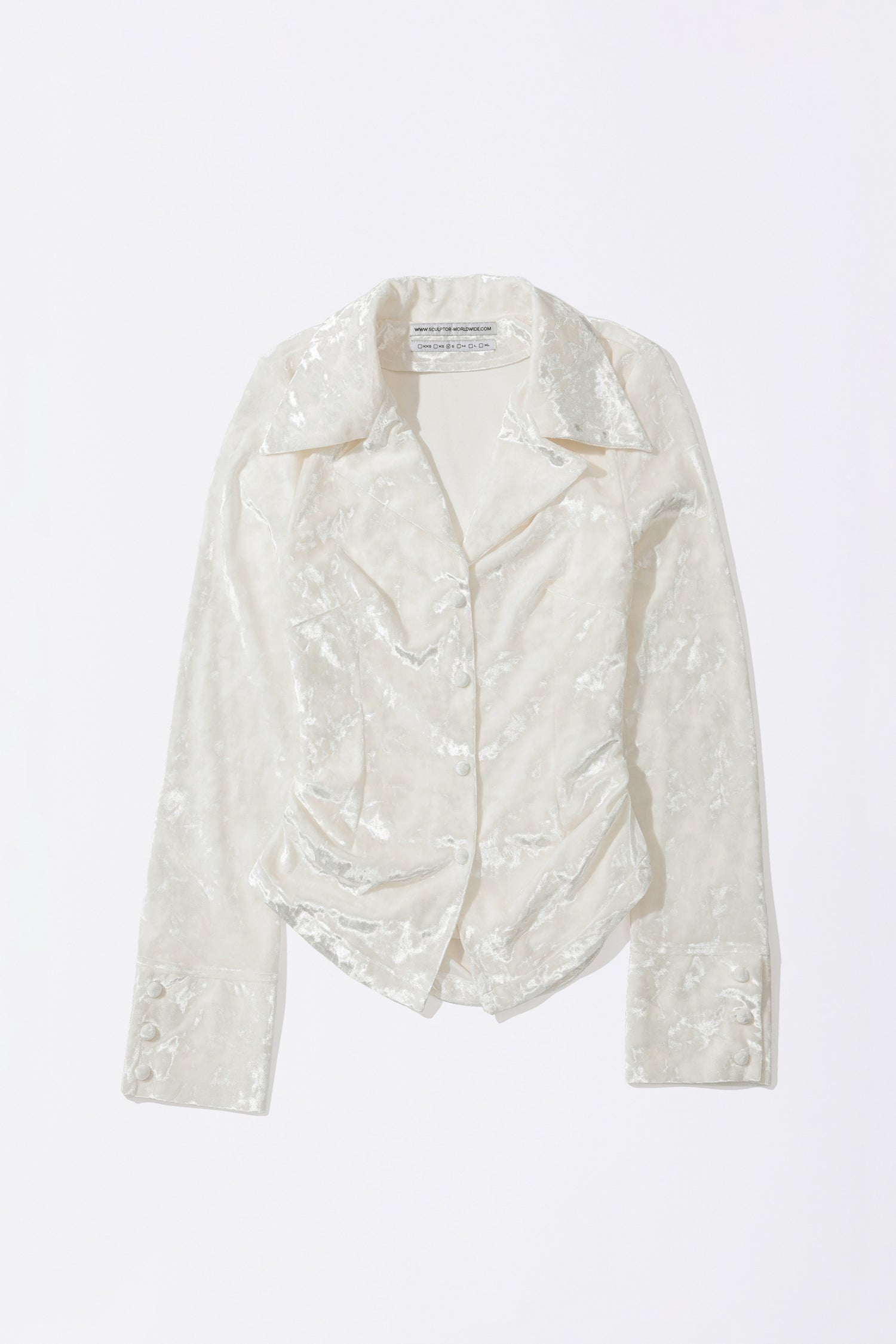 Velour Collar Shirt White