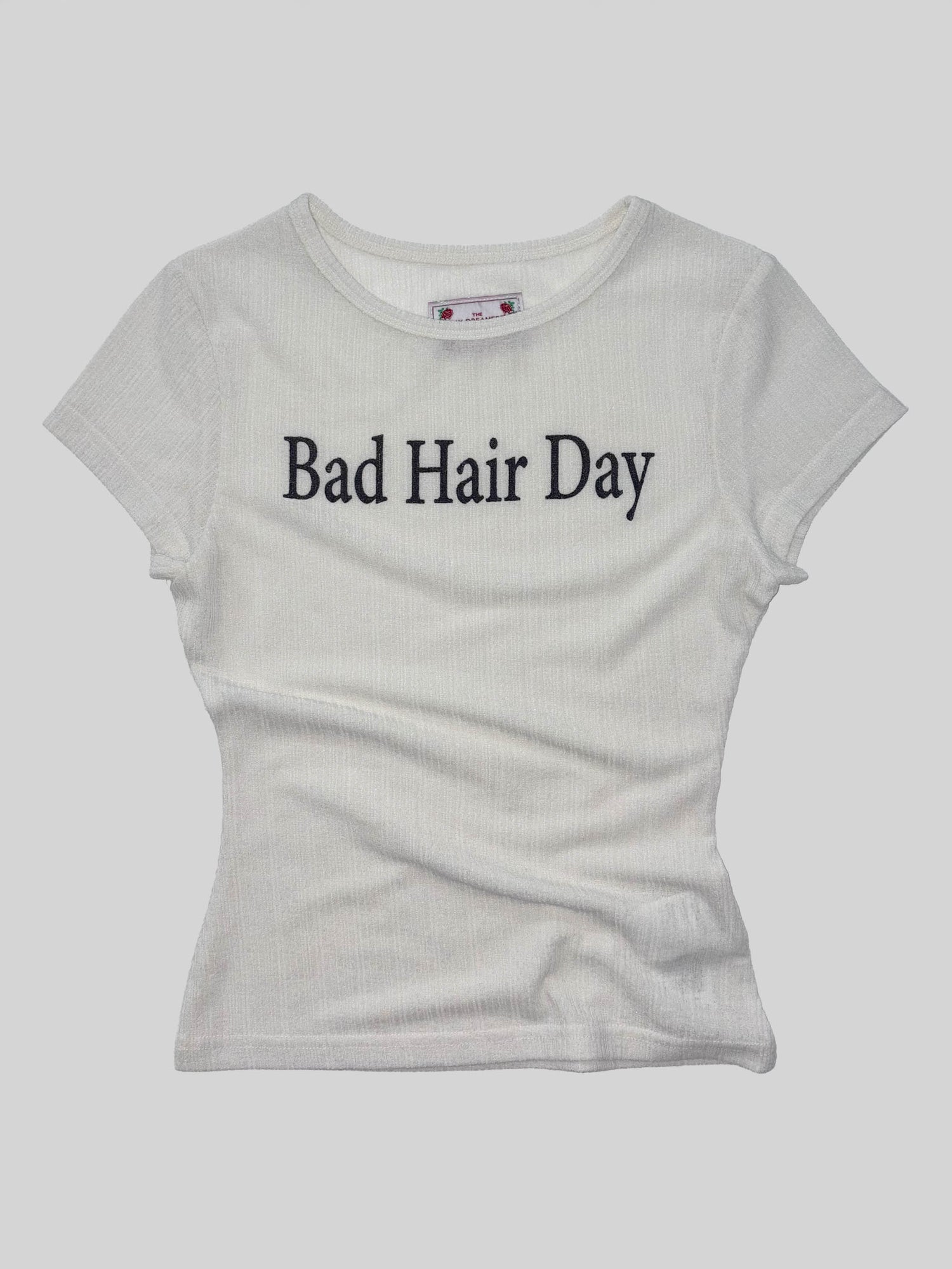 Bad Hair Day Baby Tee White