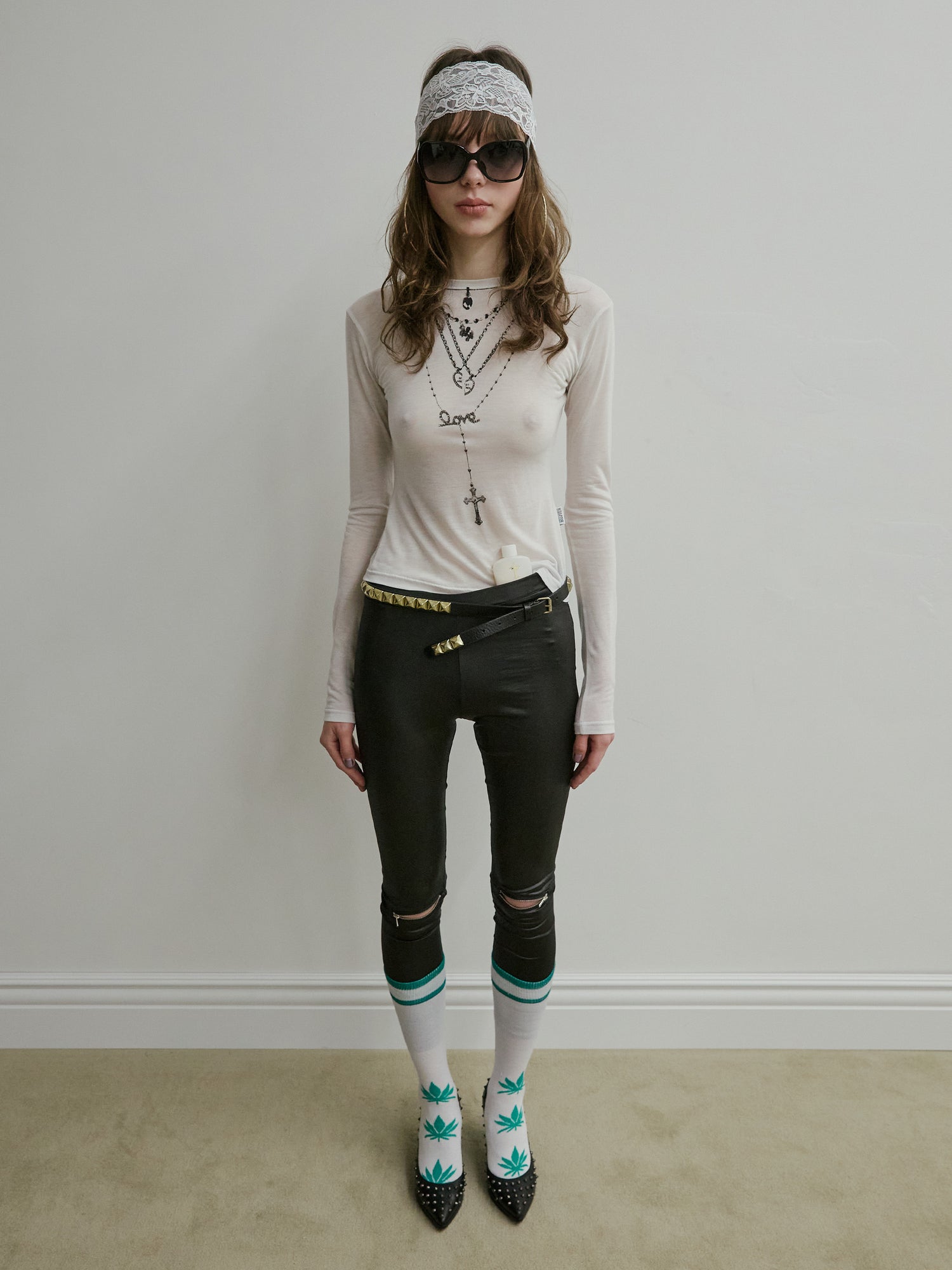 Faux Necklace Tee White/Black