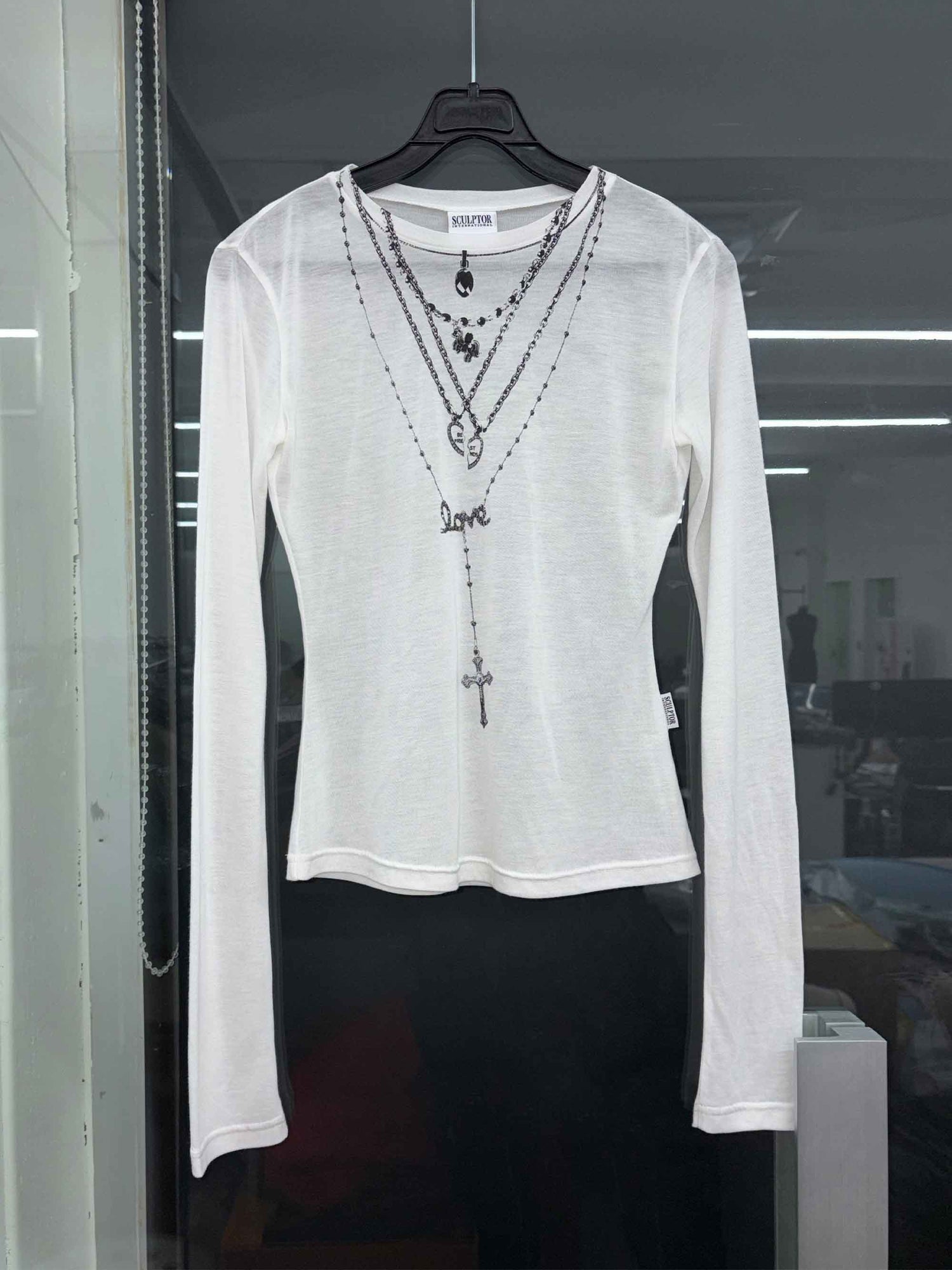 Faux Necklace Tee White/Black