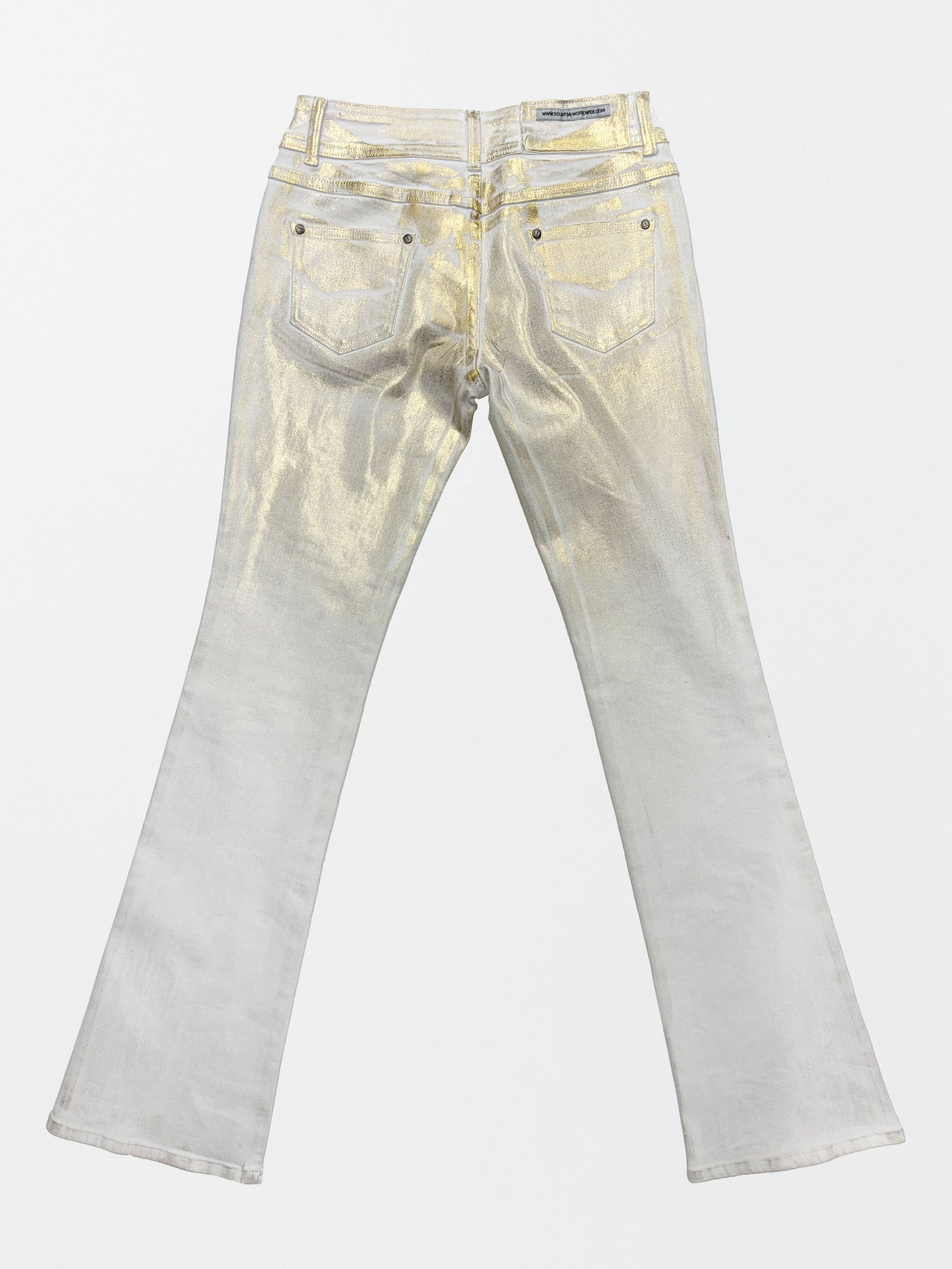 Metallic Bootcut Denim White/Gold