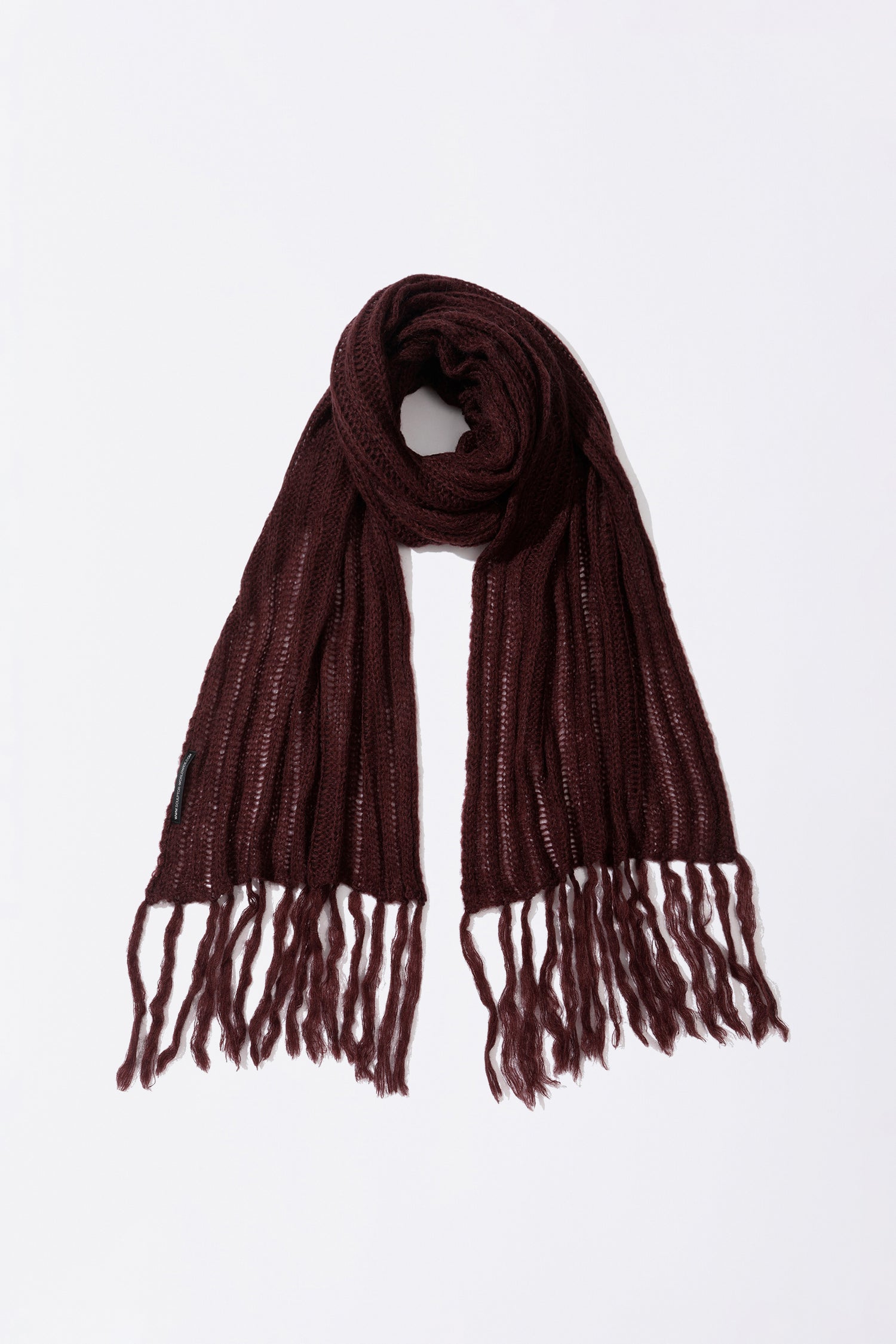 Fluffy Fringe Scarf Wine