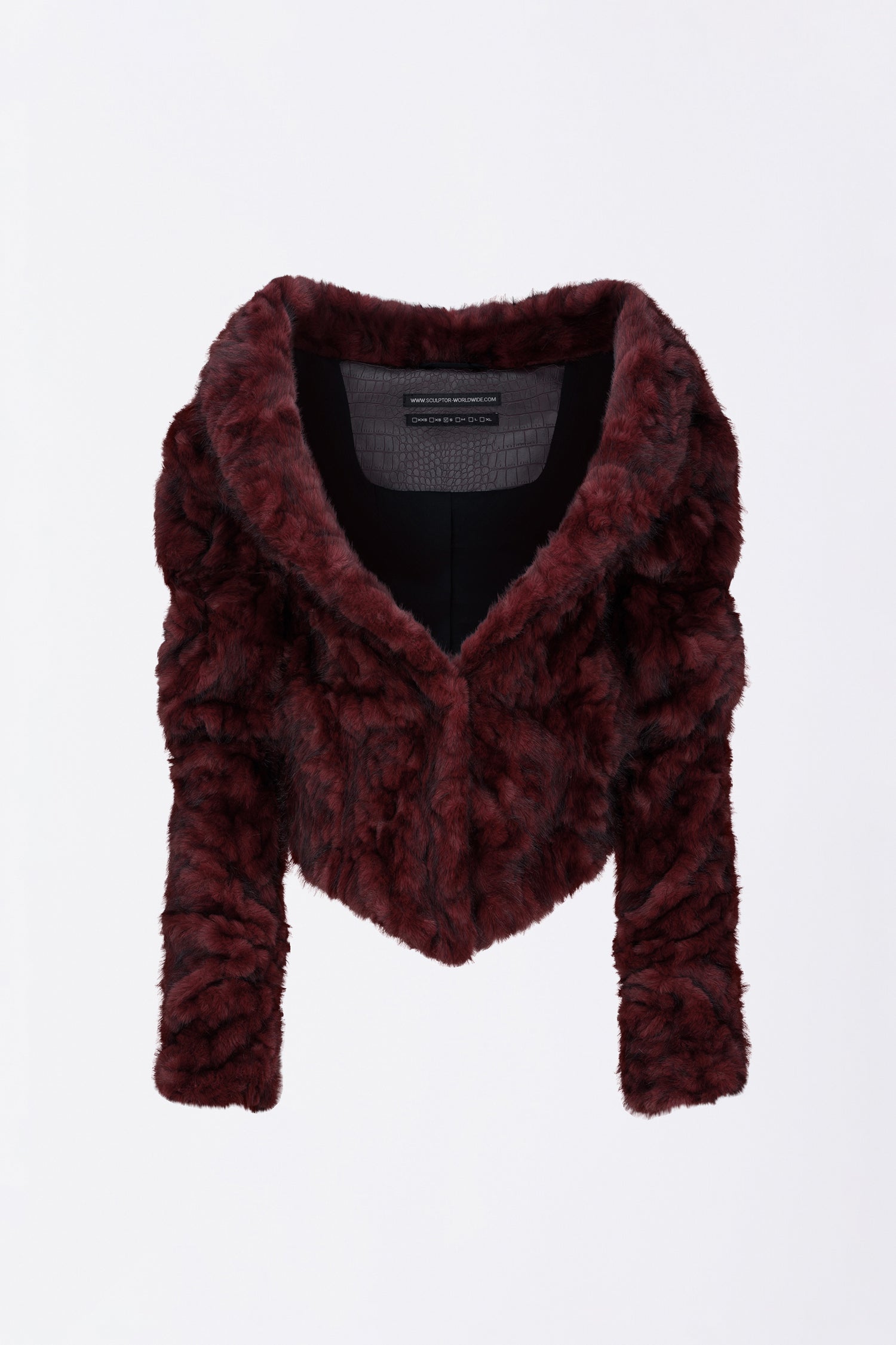 Faux Fur Corset Jacket Wine