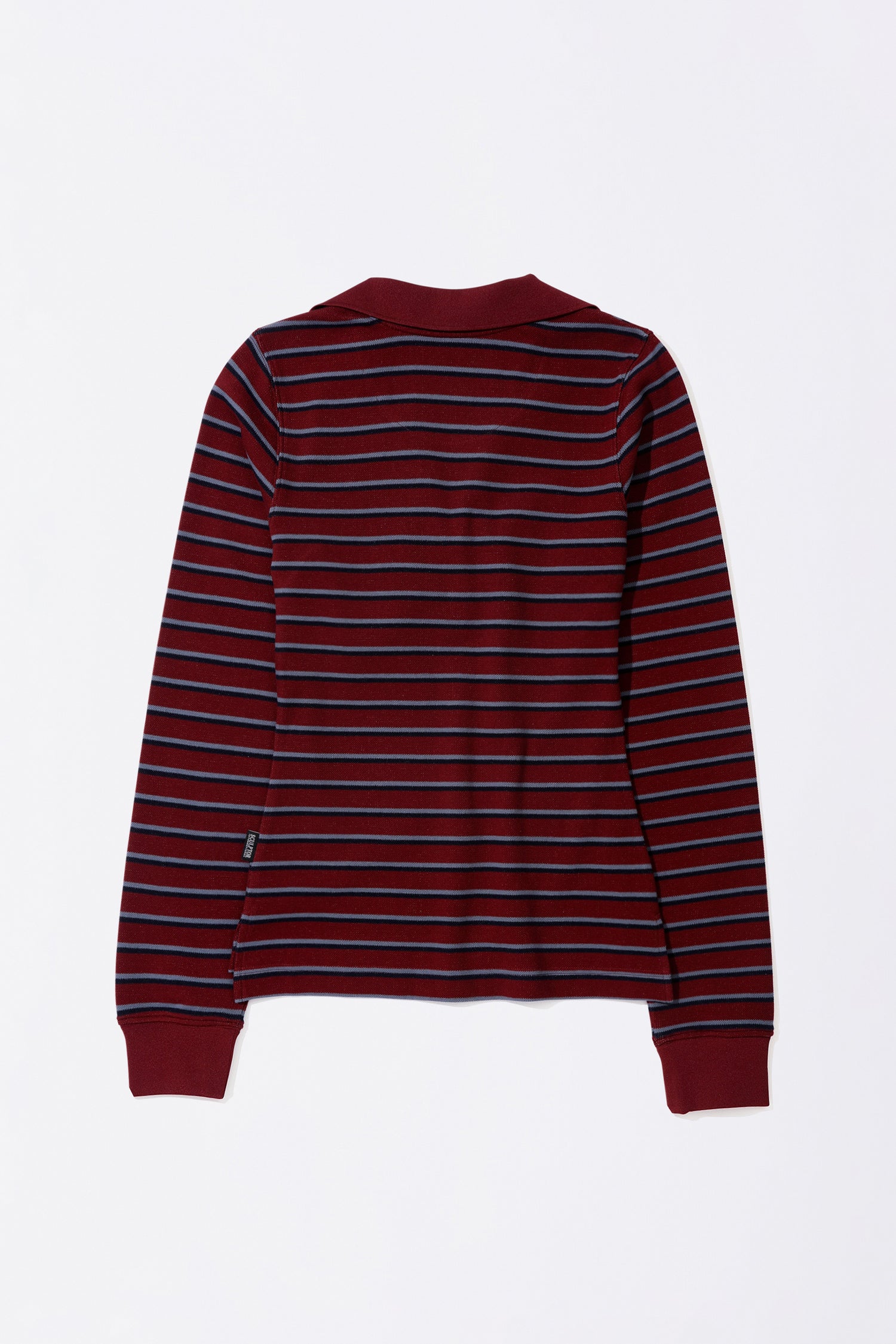 Shirring Tennis Shirt Wine Stripe