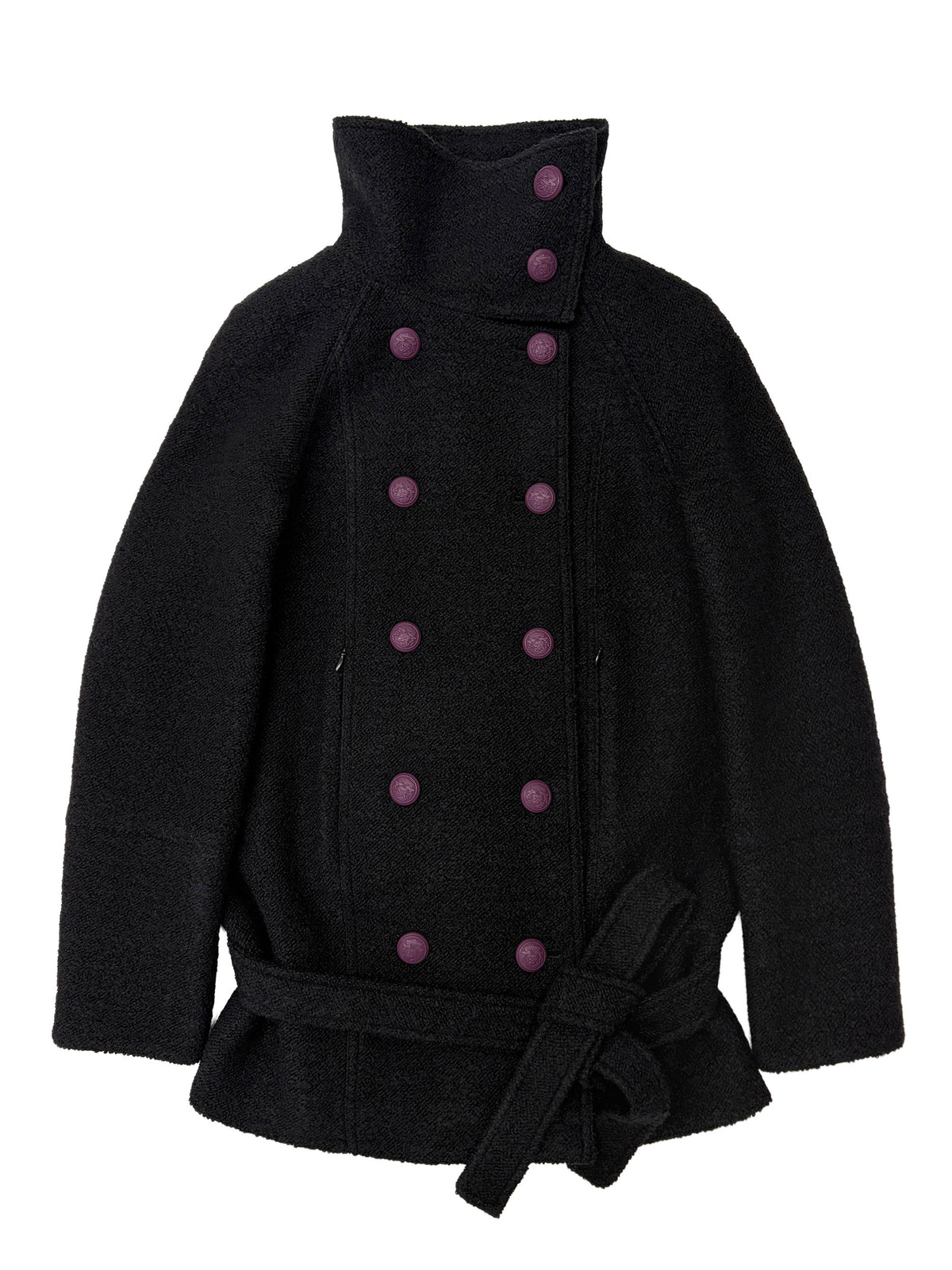 Wool Trench Half Coat Black
