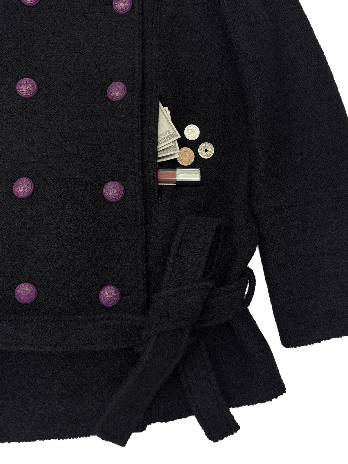 Wool Trench Half Coat Black