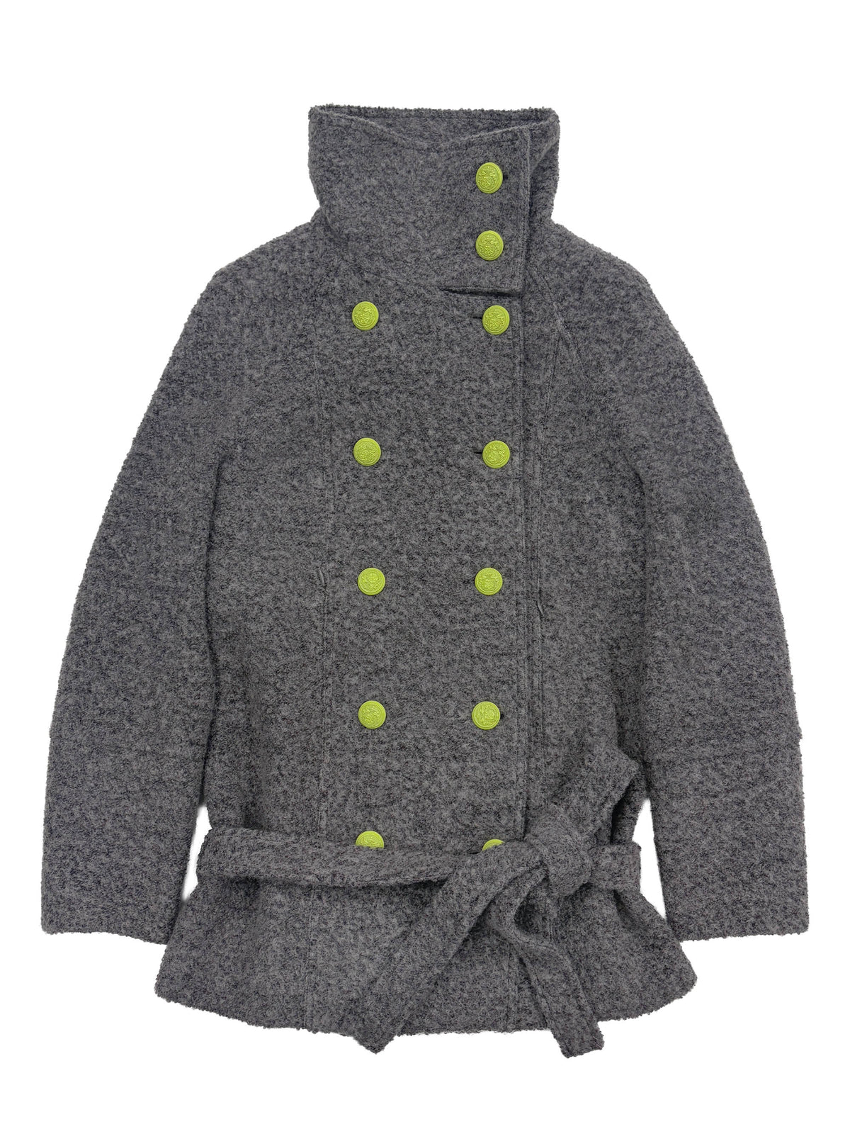 Wool Trench Half Coat Melange Gray