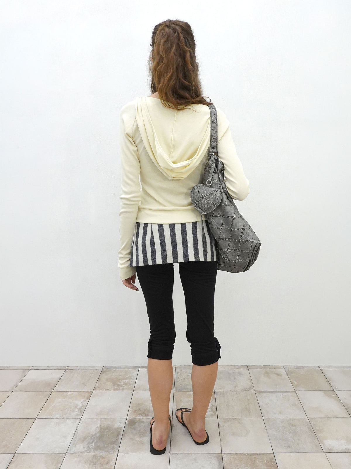 Wool Micro Skirt Gray Stripe