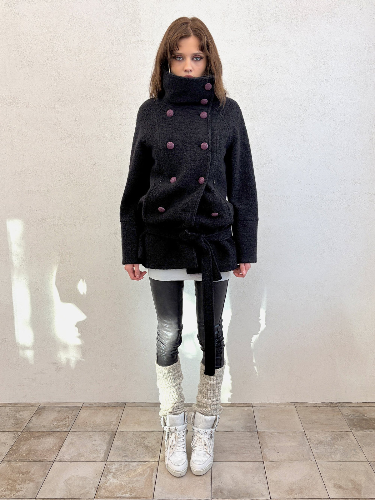 Wool Trench Half Coat Black