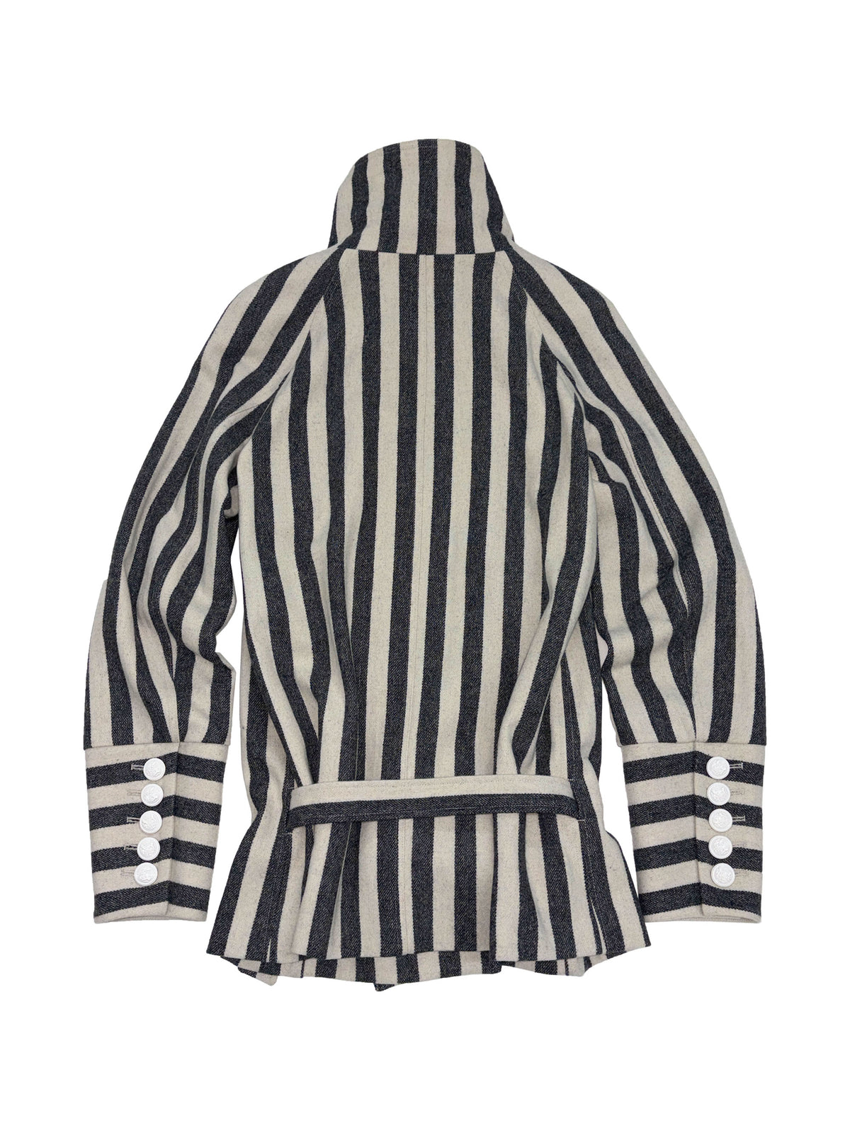 Wool Trench Half Coat Gray Stripe