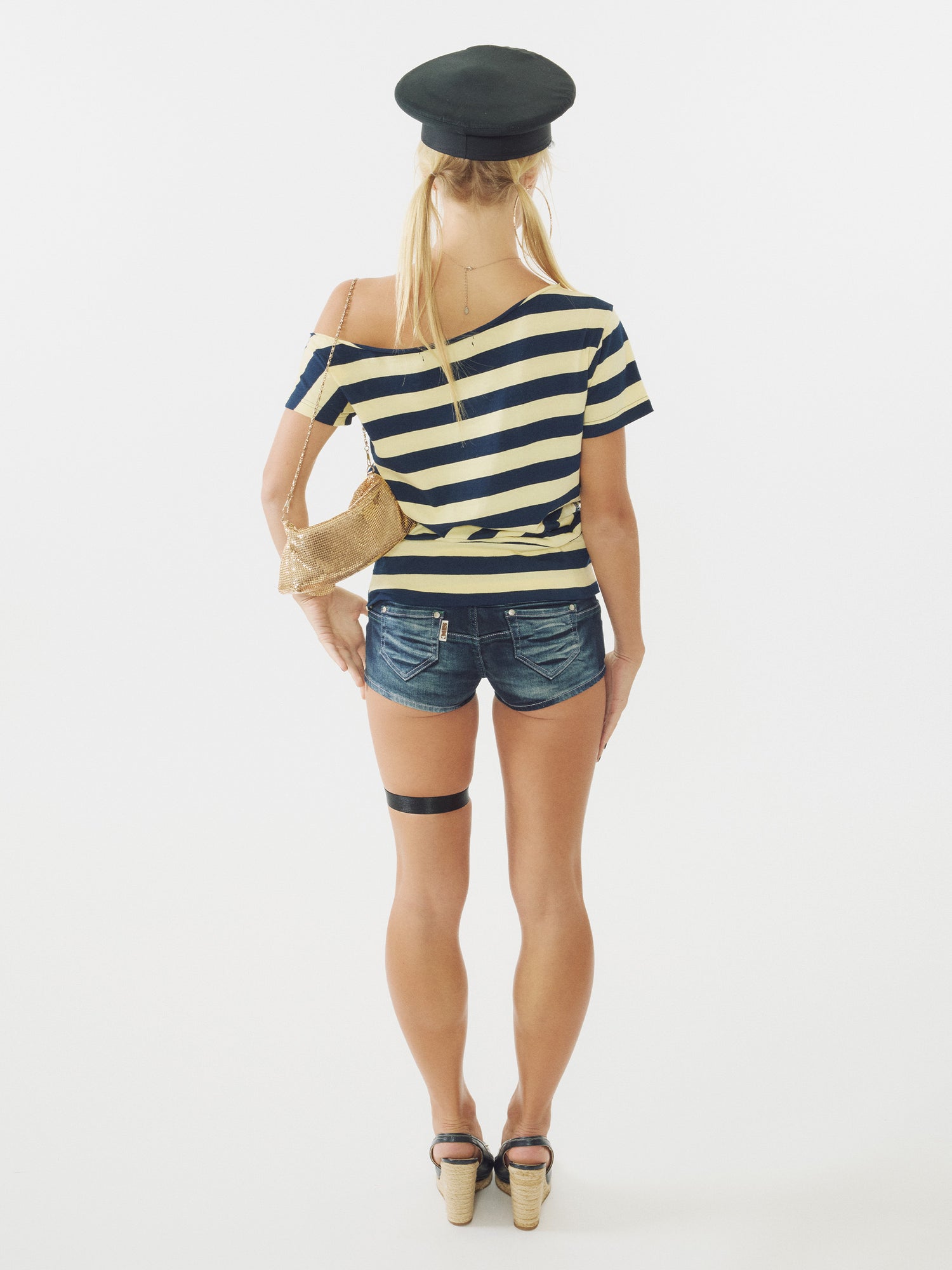 Button Stripe Tee Yellow